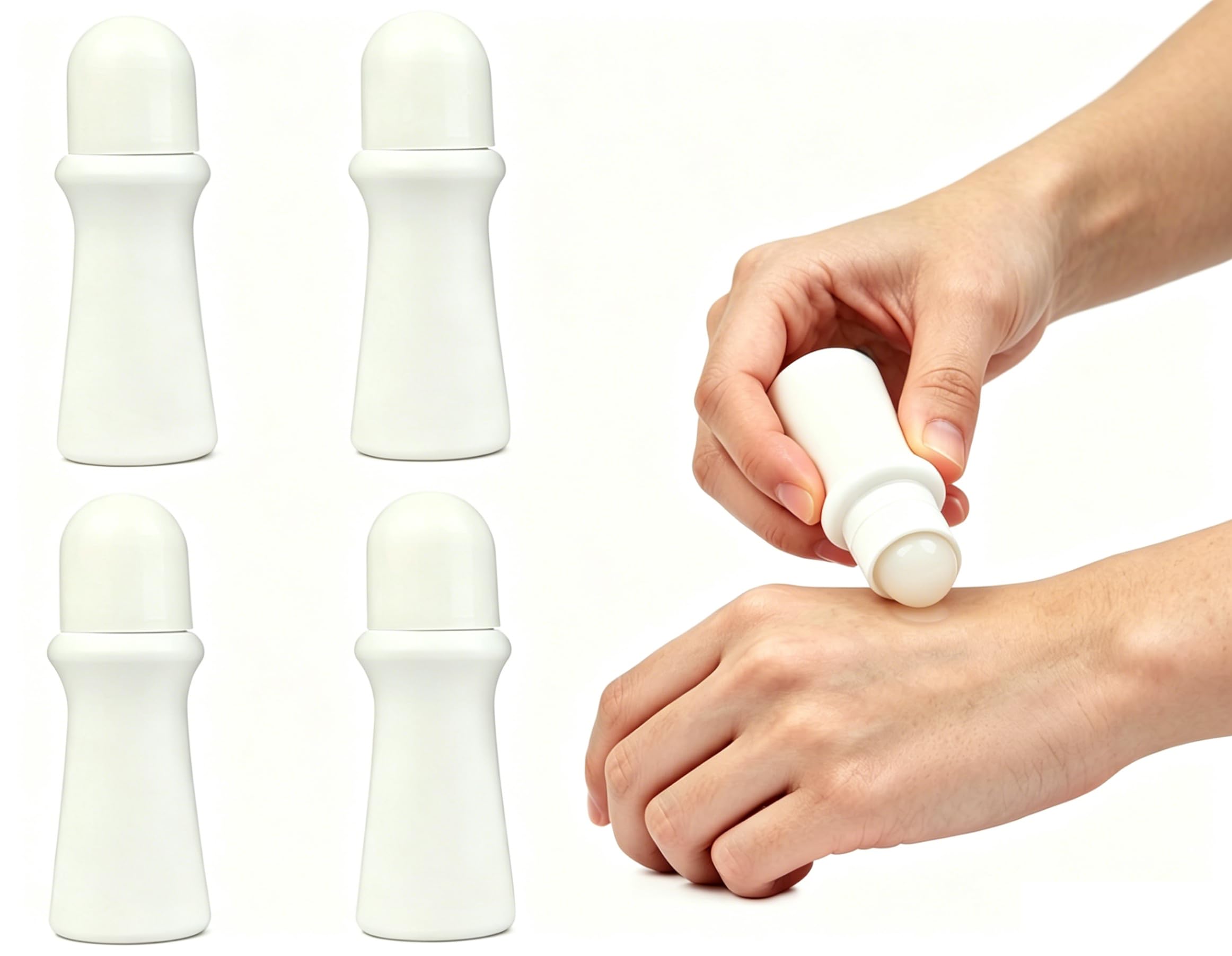 DPWOUM 4 Pcs 50ml Roller Bottles Refillable Plastic Empty Roll On Bottles