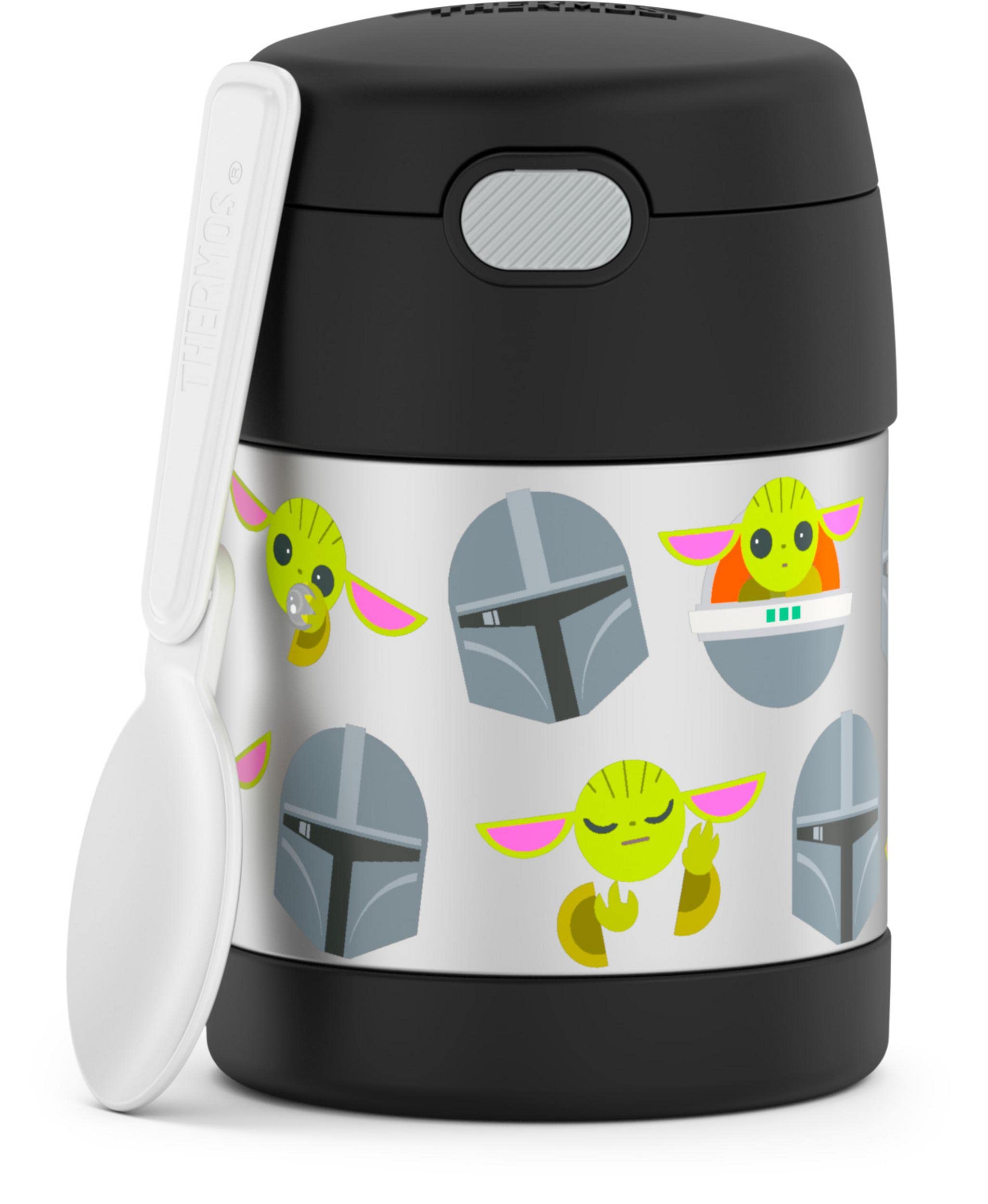 Thermostat Kids Vacuum Insulated Food Jar with Spoon, Mandalorian, 10 Ounce, Stainless Steel