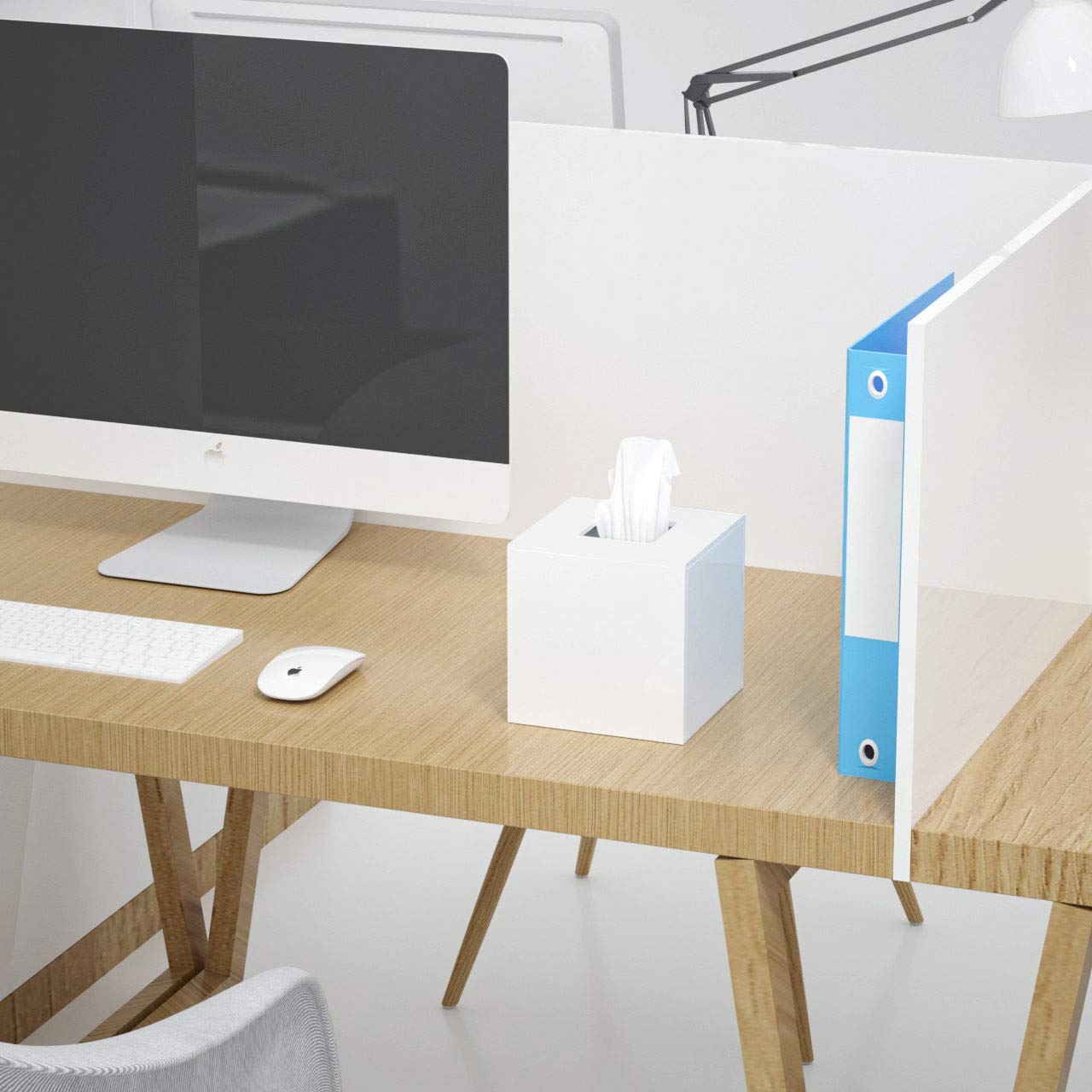 FEMELI Tissue Box Cover Square Acrylic Tissues Paper Holder for Bathroom Bedroom Office White