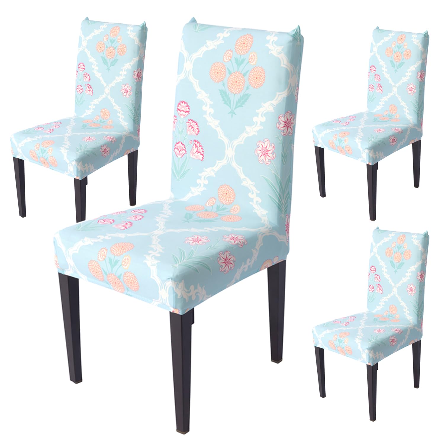House Of Quirk Elastic Chair Cover Stretch Removable Washable Short Dining Chair Cover Protector Seat Slipcover (Pack Of 4, Guls