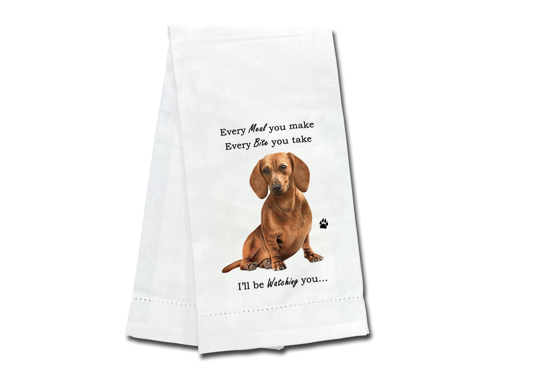 Red Dachshund Kitchen Towel - Soft Highly Absorbent - Red Dachshund Gifts - Dish Towels For Washing Dishes - Tea Towels - Reusab