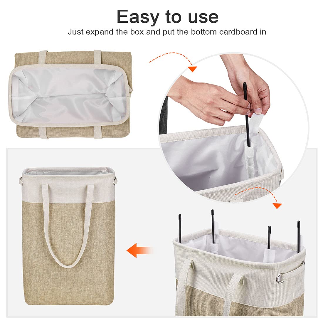 i BKGOO Laundry Basket with Handles Beige&Khaki-Slim Laundry Bin Collapsible Dirty Clothes Basket Narrow Laundry Bag Foldable Dirty Hamper for Camping  Dorms  Apartments