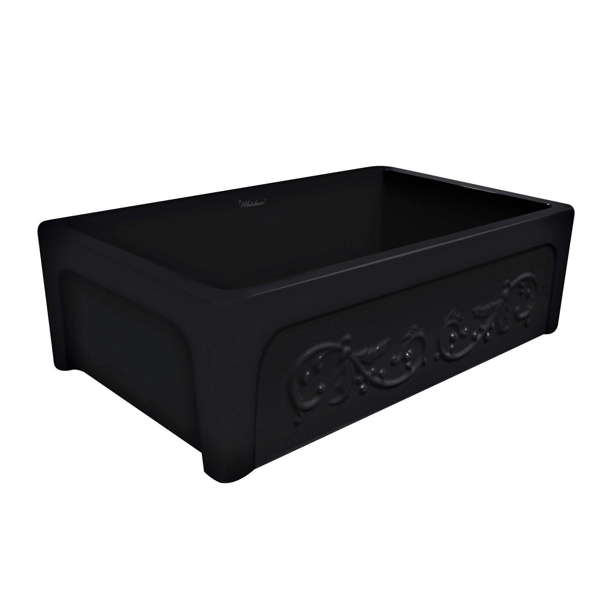 Whitehaus Collection Whsiv3333-Black St. Ives Kitchen, Front Apron, Undermount, Fireclay Sink, Large, Black