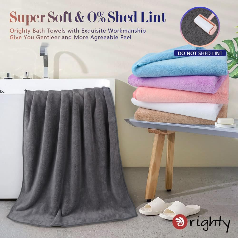 Orighty Bath Towels Pack Of 6(24'' X 48'') - Soft Feel, Highly Absorbent, Quick Drying For Body, Sport, Yoga, Spa, Fitness - Mul