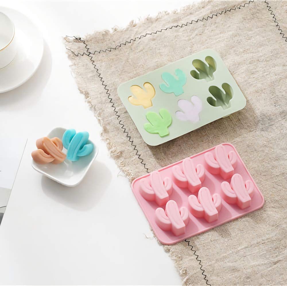 Moldfun 2-Pack Cactus Ice Cube Tray Cacti Silicone Mold For Diy Chocolate Candy Gummy Jello Jelly Bakeware Baking Muffin Cupcake
