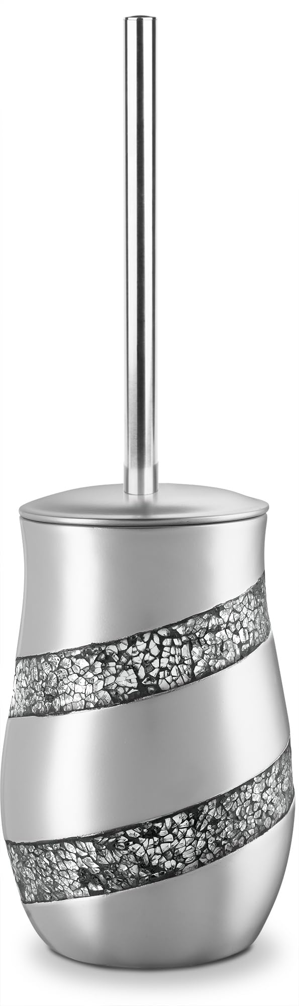 Creative Scents Silver Mosaic Toilet Brush And Holder Set - Toilet Bowl Brush And Holder, Sturdy Toilet Cleaner Brush With Stain