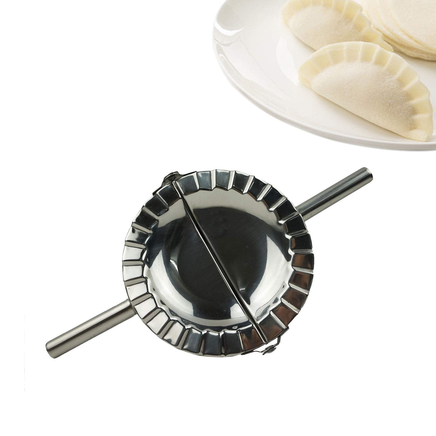 Proshopping Stainless Steel Dumpling Maker, X-Large 5'' Goya Empanada Press Mold, Ravioli Mould Crimper, Wraper Dough Cutter - F