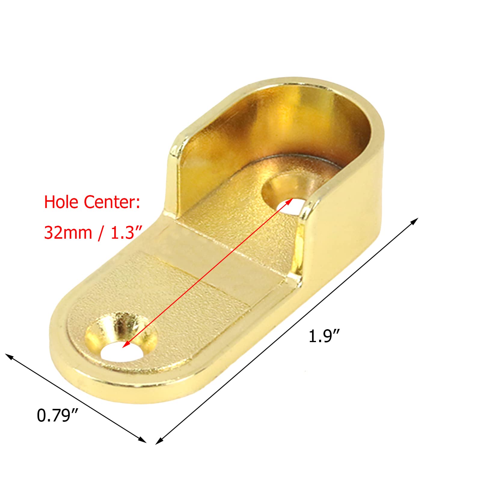Coshar 20Pcs Oval Closet Rod End Supports, Wardrobe Rod Brackets, Zinc Alloy, Fit Rod Inside Diameter 16Mm/0.63Inch, Gold