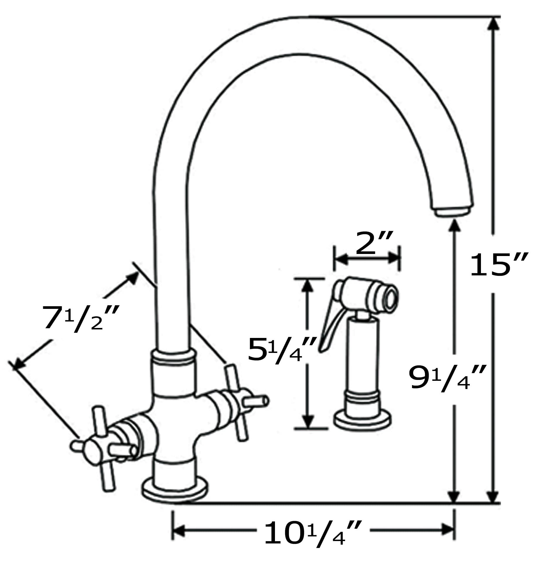 Whitehaus 3-03954Ss85-Bn-Pvd Luxe+ 10 14-Inch Dual Handle Faucet With Gooseneck Swivel Spout Cross Style Handles And Solid Brass
