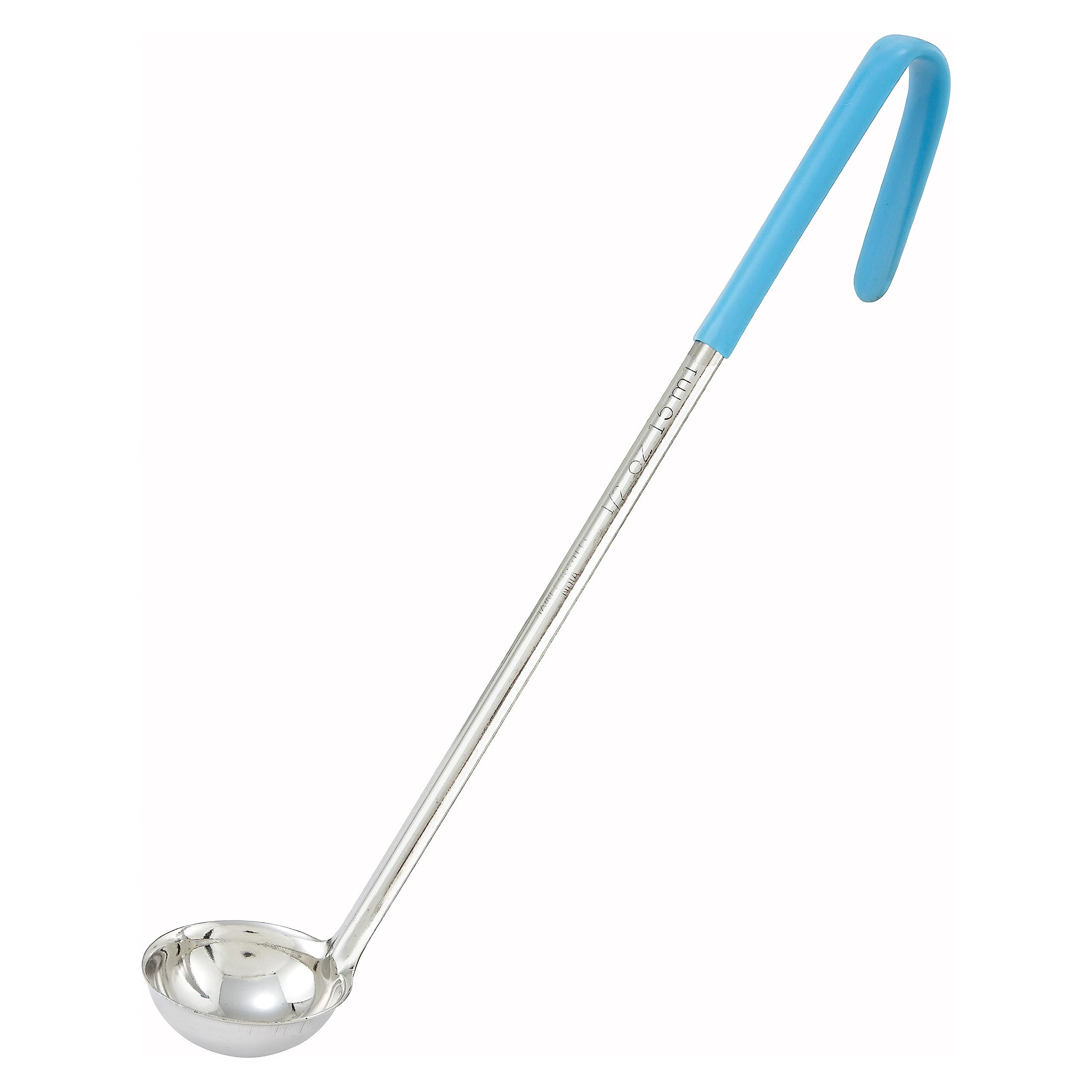 Winco Stainless Steel Ladle With Teal Handle, 1/2-Ounce