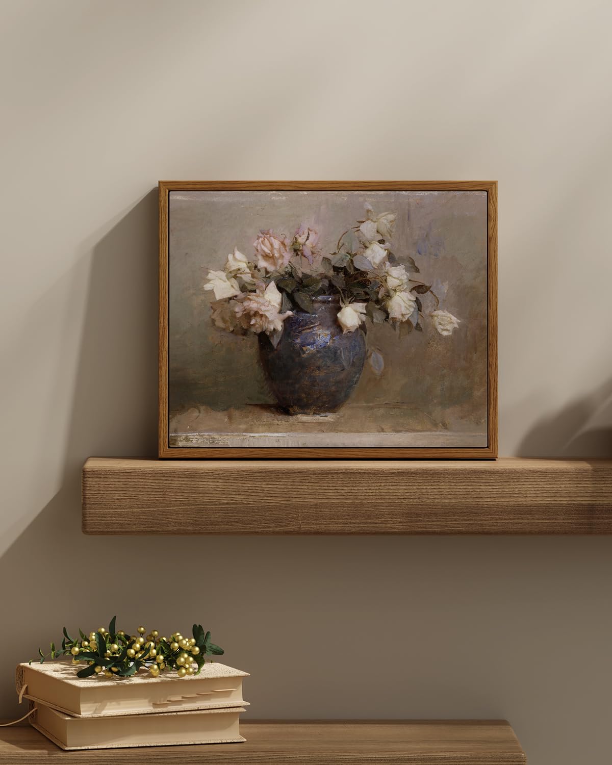 InSimSea Framed Vintage Wall Art Home Decor  Flower in Pots Canvas Wall Painting Home Decor Wall Art  Rustic Farmhouse Wall Decor  Canvas Prints for Living Room Bedroom Office Decor
