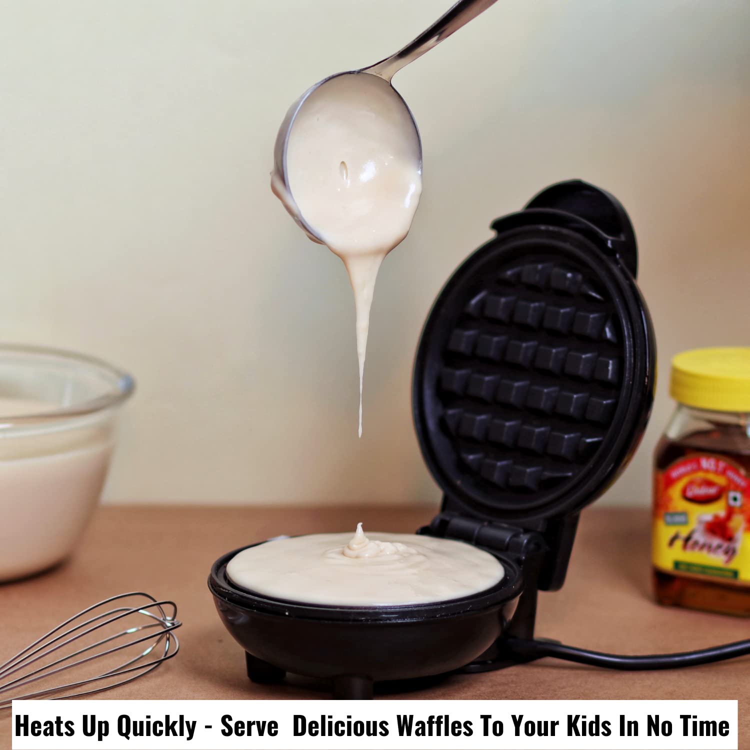 Instacuppa Mini Waffle Maker-Quick&Easy Breakfast Solution For Busy Moms-Whip Tasty,Healthy Waffles In Minutes For Your Kids,Eas