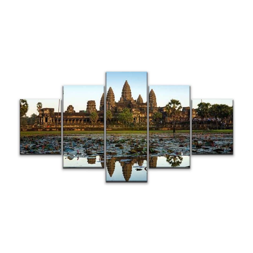 Angkor Wat Before Sunset, Cambodia Temple On The Waters And Wall Art Canvas Prints Pictures Paintings Artwork Home Decor Stretch