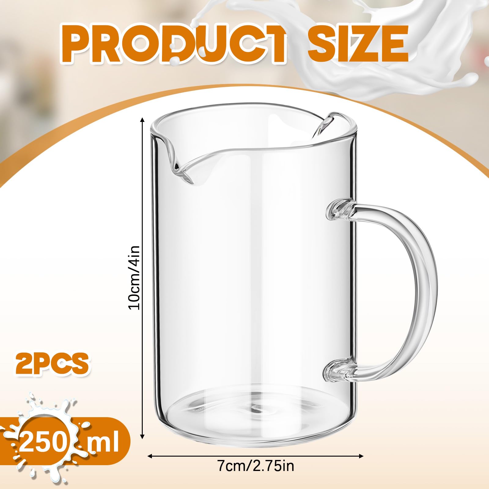 Leinuosen 2 Pcs Glass Pitcher Elegant Shaped Glass Creamer Pitcher Glass Tea Pitcher Coffee Milk Creamer Pitcher Creative Milk F