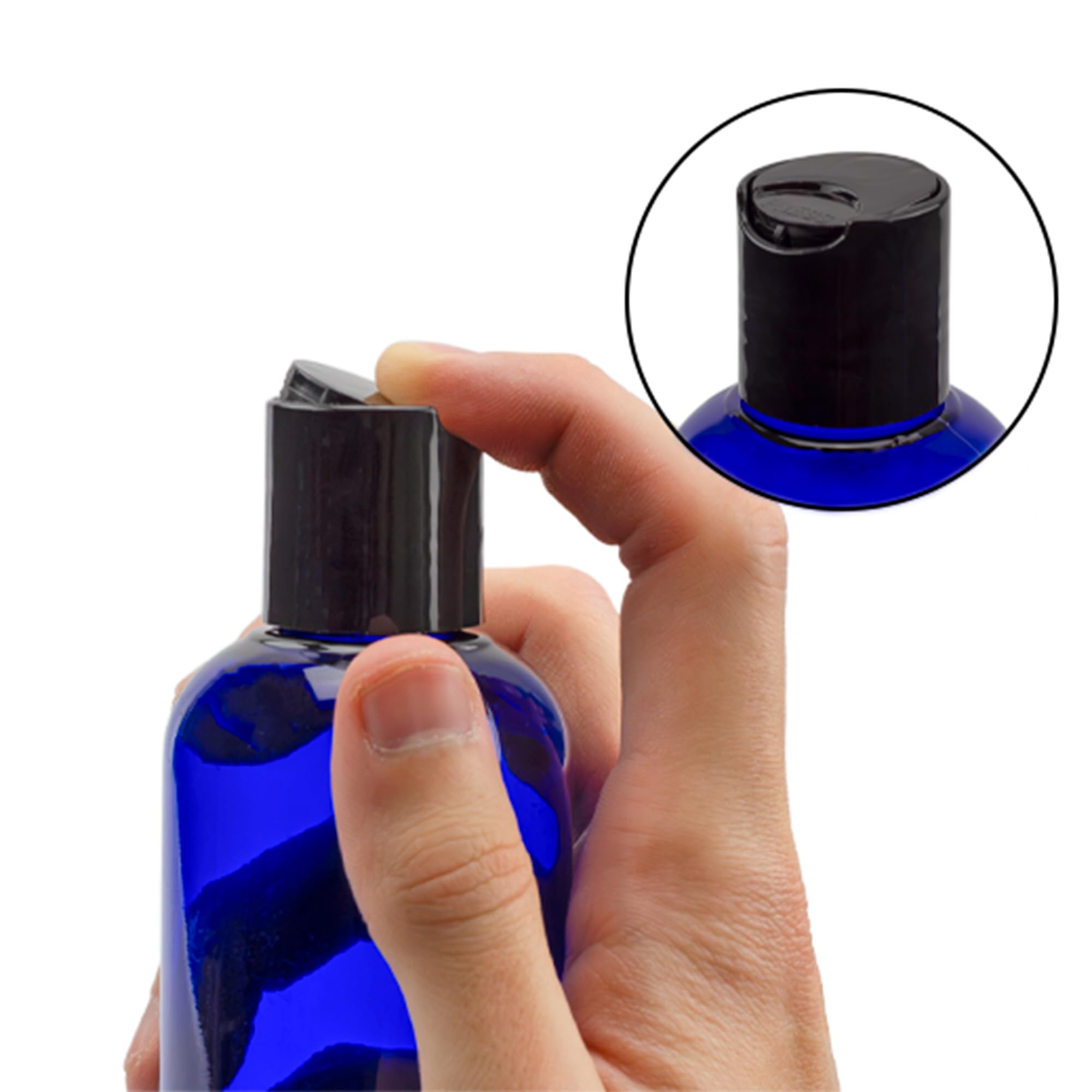Cornucopia 8oz Plastic Squeeze Bottles w/Disc Top Flip Cap (6-Pack  Blue); BPA-Free Containers For Shampoo  Lotions  Liquid Body Soap  Creams