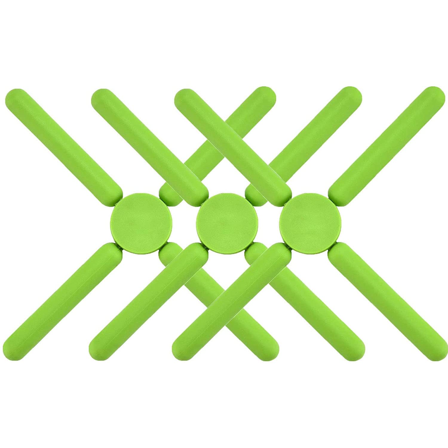 3/Pack Foldable Silicone Trivets, Fengchen Folding Trivets, Non-Slip Collapsible Cross Compact Design Expandable Silicone Pot Ho