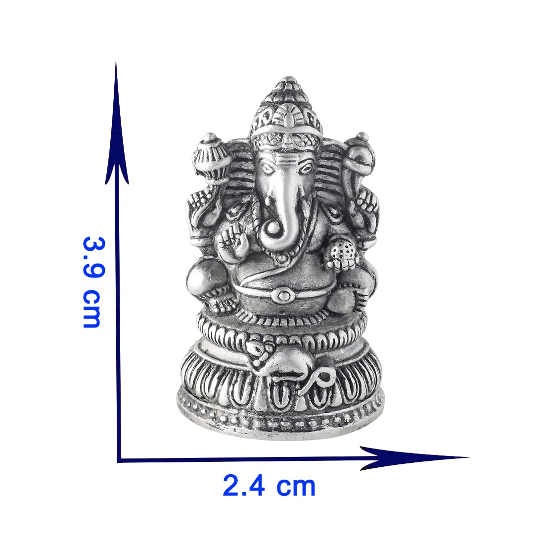 Prd Caratcafe Silver Ganesha Murti For Car Dashboard, Home & Office Use Made In Pure 925 Solid Chandi Metal Idol Of Ganesh Ji Si