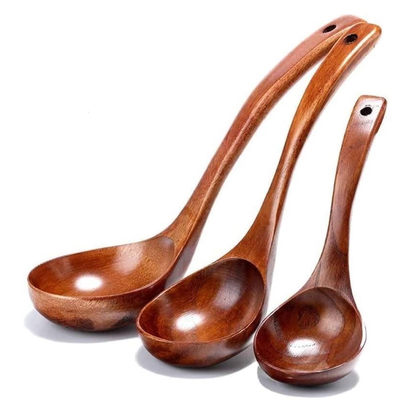 Wooden Soup Ladle  Large Natural Wood Serving Spoon for Kitchen Cooking