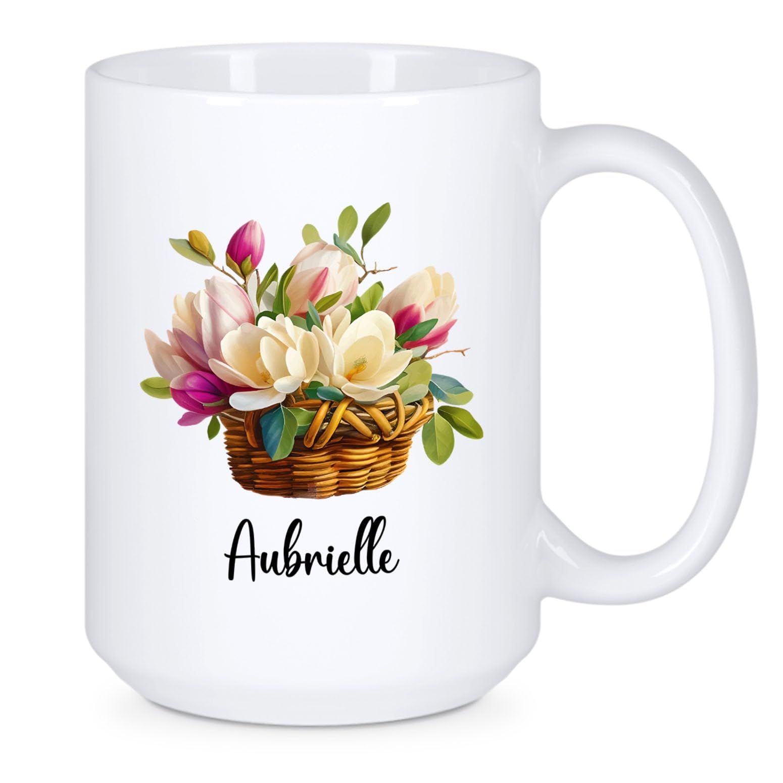 Personalized Magnolia Flower Coffee Mug, Customized Magnolia Cup Gifts for Magnolia Lovers, Flower Tea Cup, Custom Floral Gift w