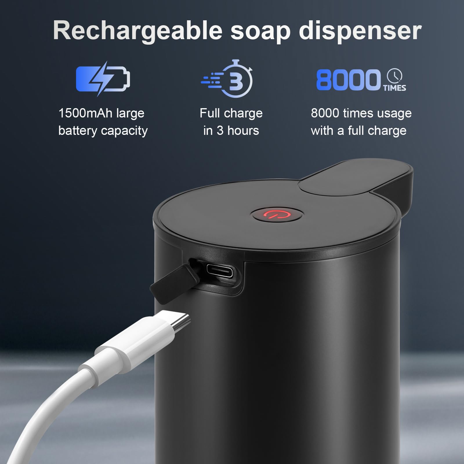 Soap Dispenser, Stainless Steel Touchless Soap Dispenser Laopao Rechargeable Automatic Foaming Soap Dispenser For Bathroom 9Oz F