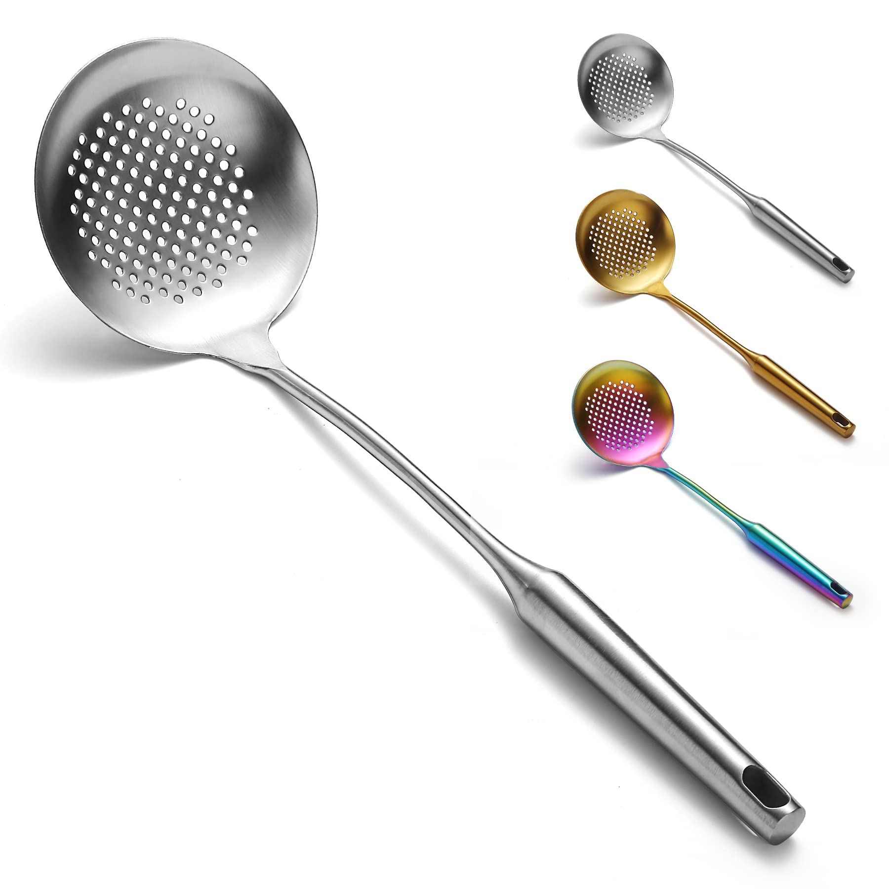 Strainer Skimmer, Evanda Stainless Steel Heavy Duty Sturdy Kitchen Skimmer, Slotted Spoon, With Comfort Handle And Hanging Holes