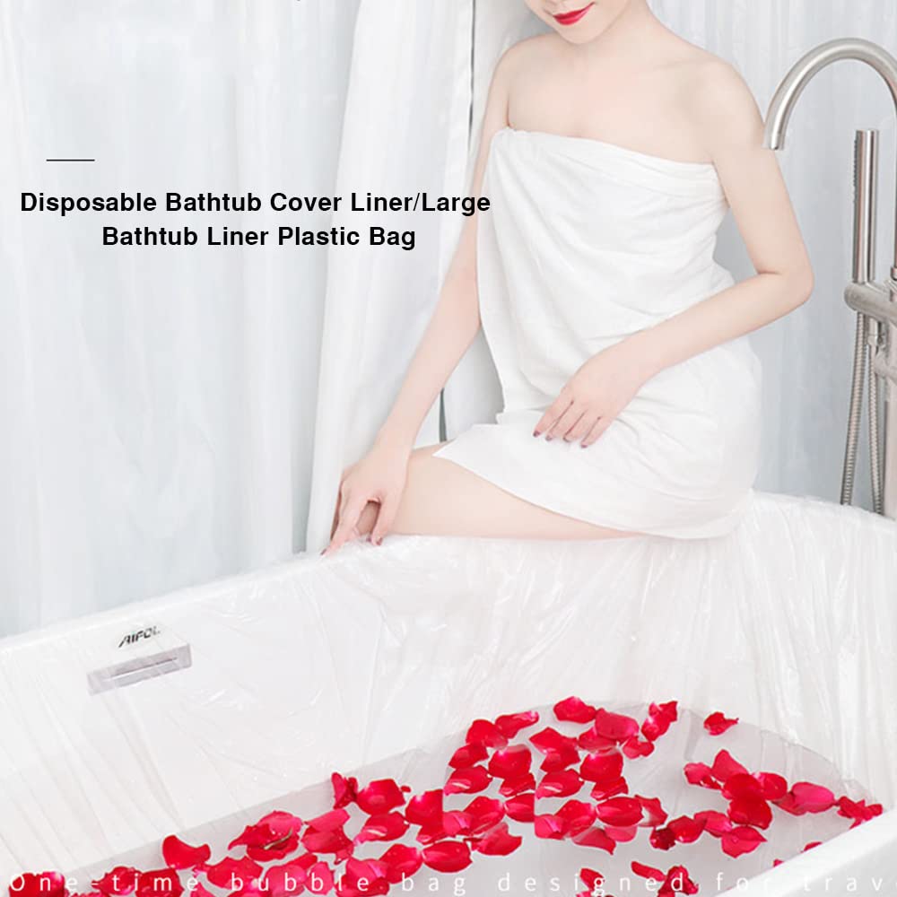 Healcity 10 Packs Of Disposable Portable Bathtub Cover Lining, Birthday Gift, Large Bathtub Liner Plastic Bag For Salon, Home An