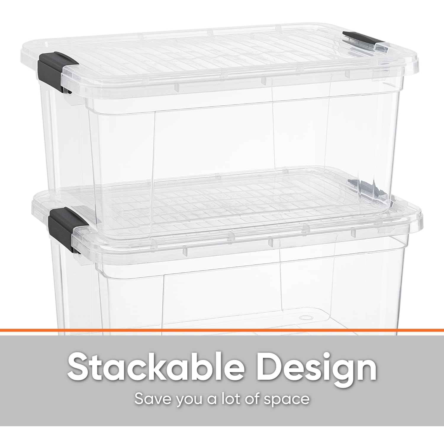 Superio Clear Storage Boxes With Lids, 2 Quart Plastic Container Bins For Organizing, Stackable Crates, Bpa Free, Non Toxic, Odo