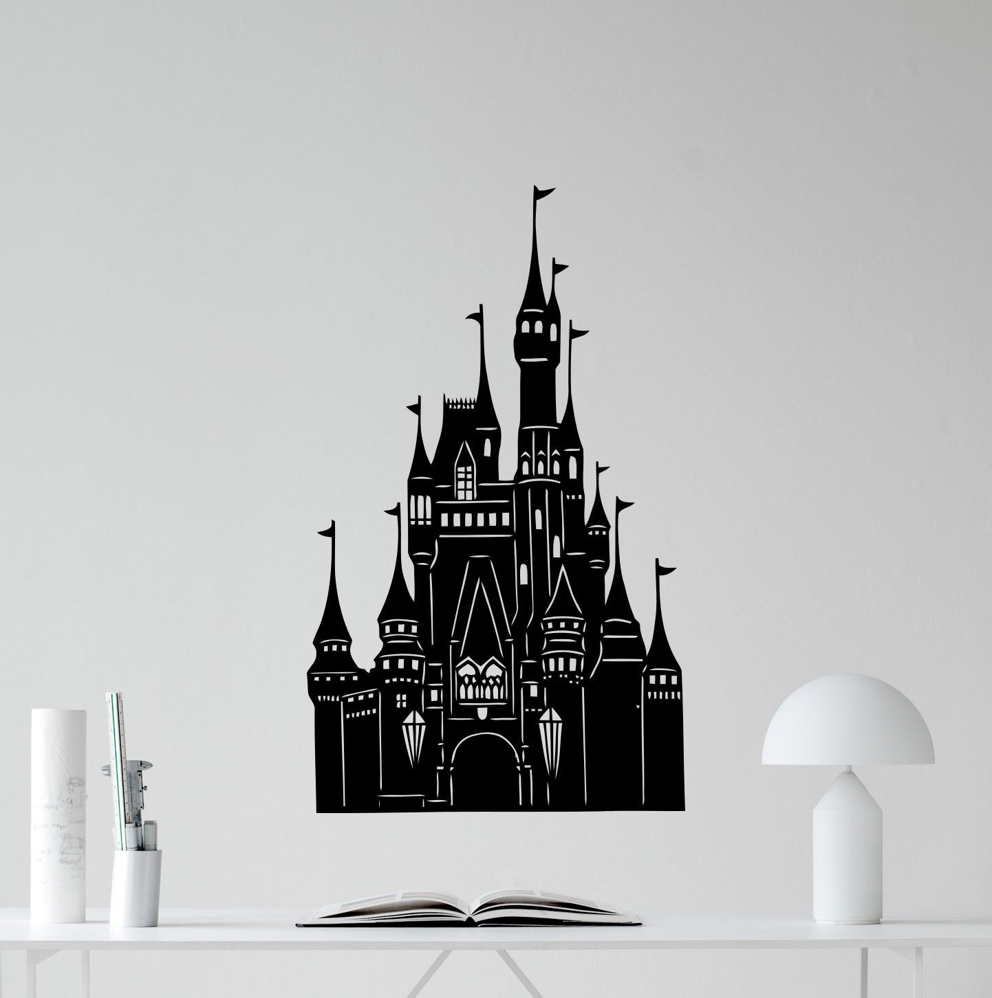 Castle Wall Decal Magic Kingdom Fairy Home Bedroom Vinyl Sticker Cartoons Movie Lettering Boy Baby Kids Wall Art Nursery Decor M