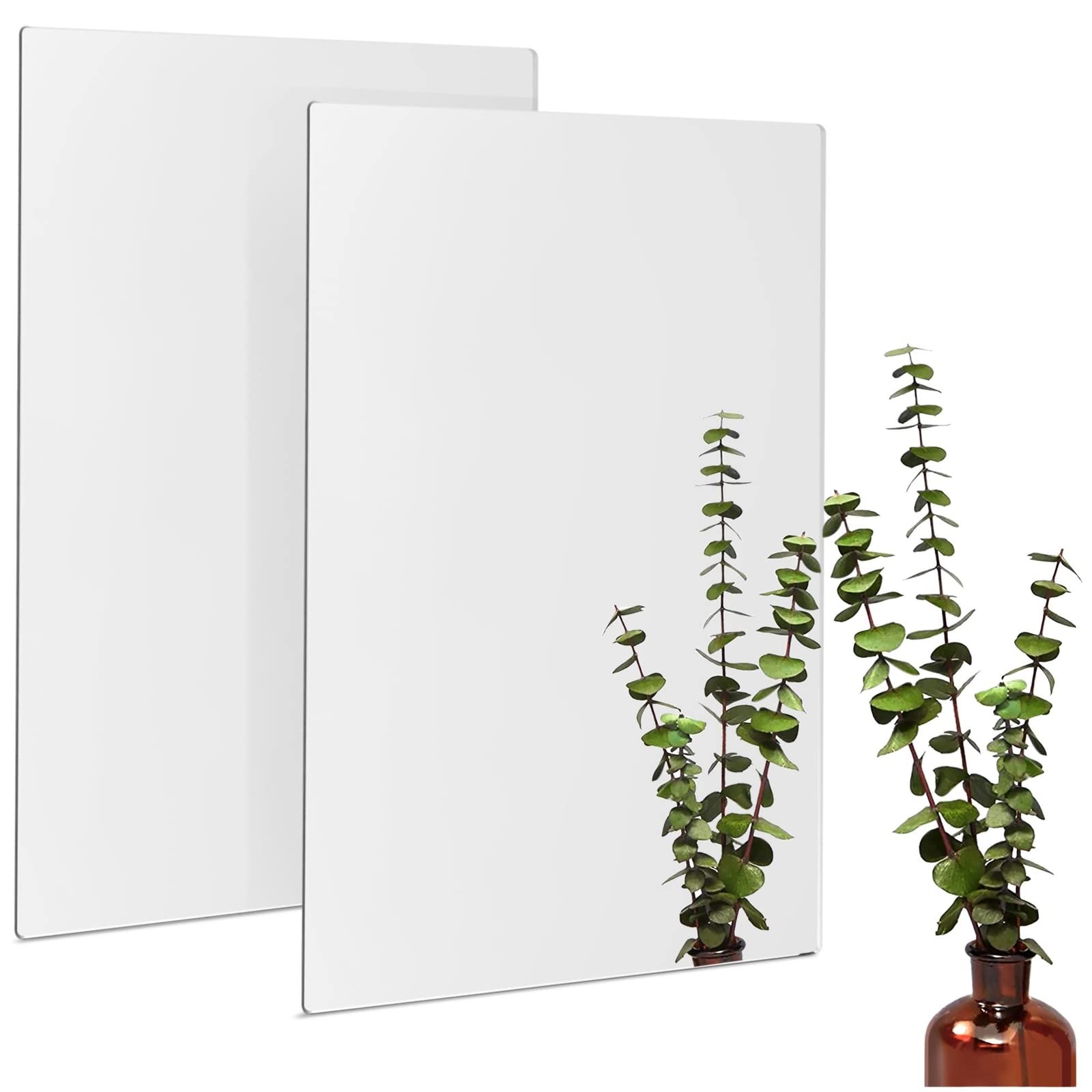 Bright Creations Acrylic Mirrors for Wall - 17 x 11 in, 2 Pack, Clear, Modern - Shatterproof Frameless Mirror Tiles - Bathroom, 