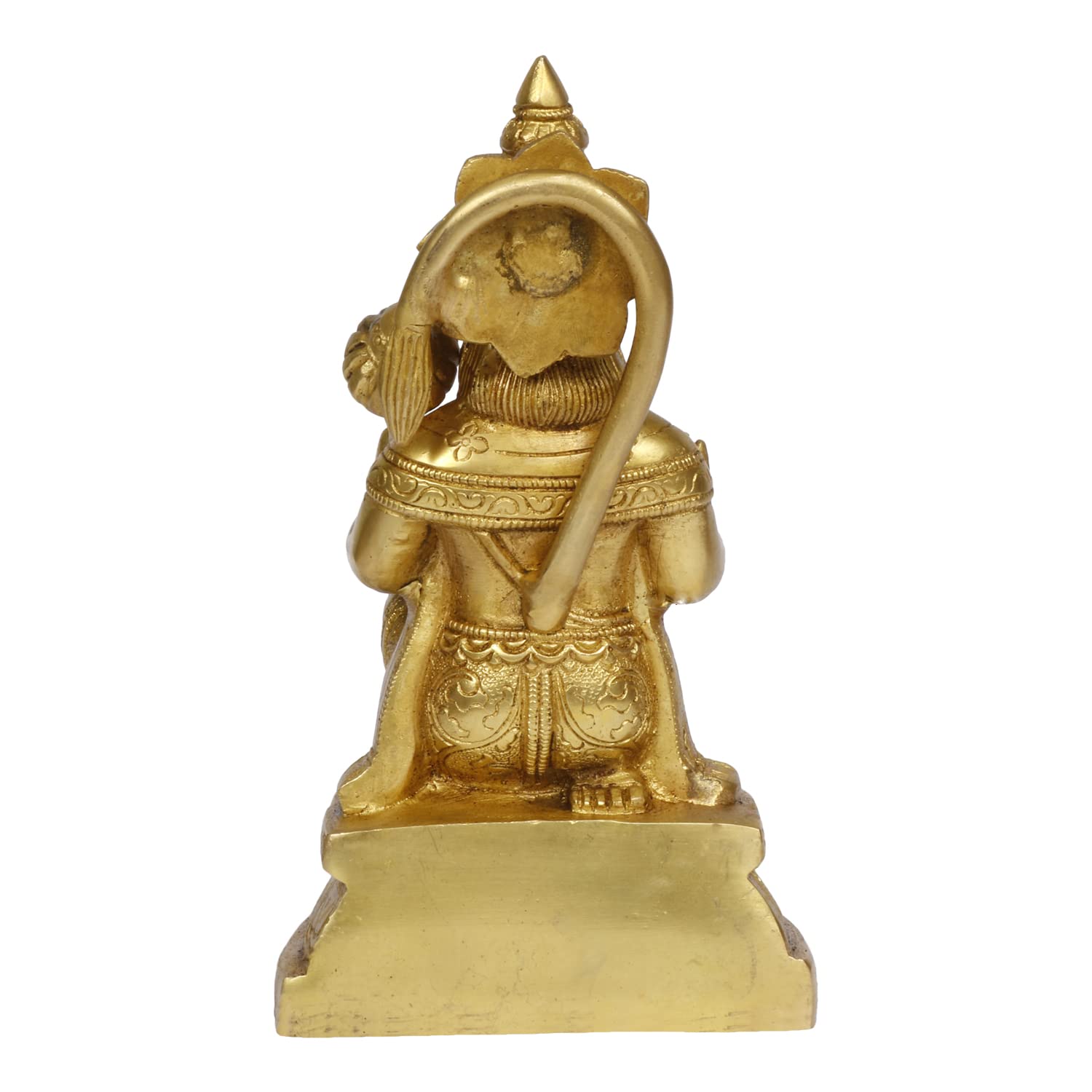 Kartique Brass Bhagwan Hanuman Sitting with Gada on Shoulder Murti for Home Puja Idol Blessing Bajrangbali Statue for Pooja Gift