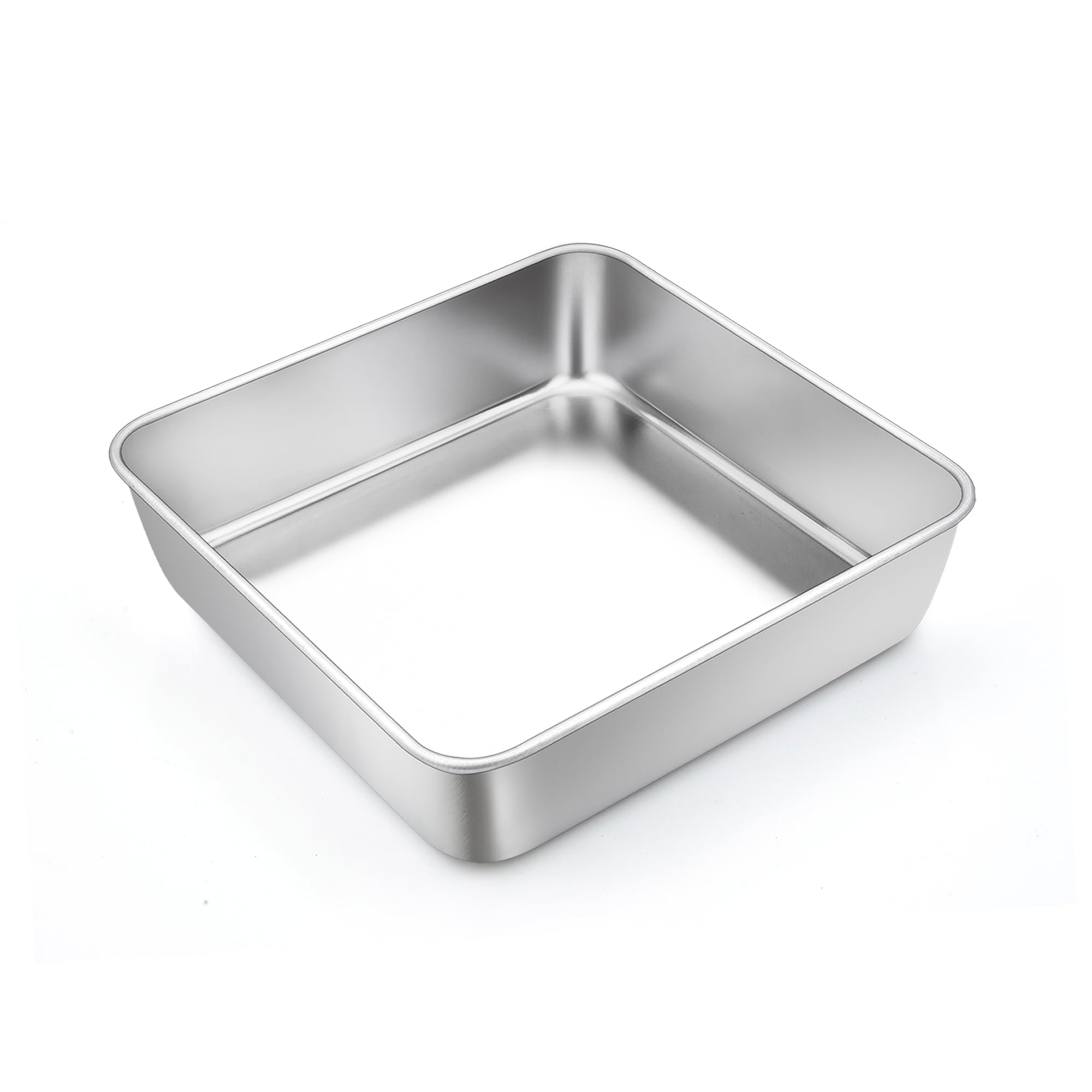 Teamfar Square Cake Pan 6 Inch, Stainless Steel Mini Square Baking Pan For Cake Brownie, Healthy & Sturdy, One Piece Design & Sm