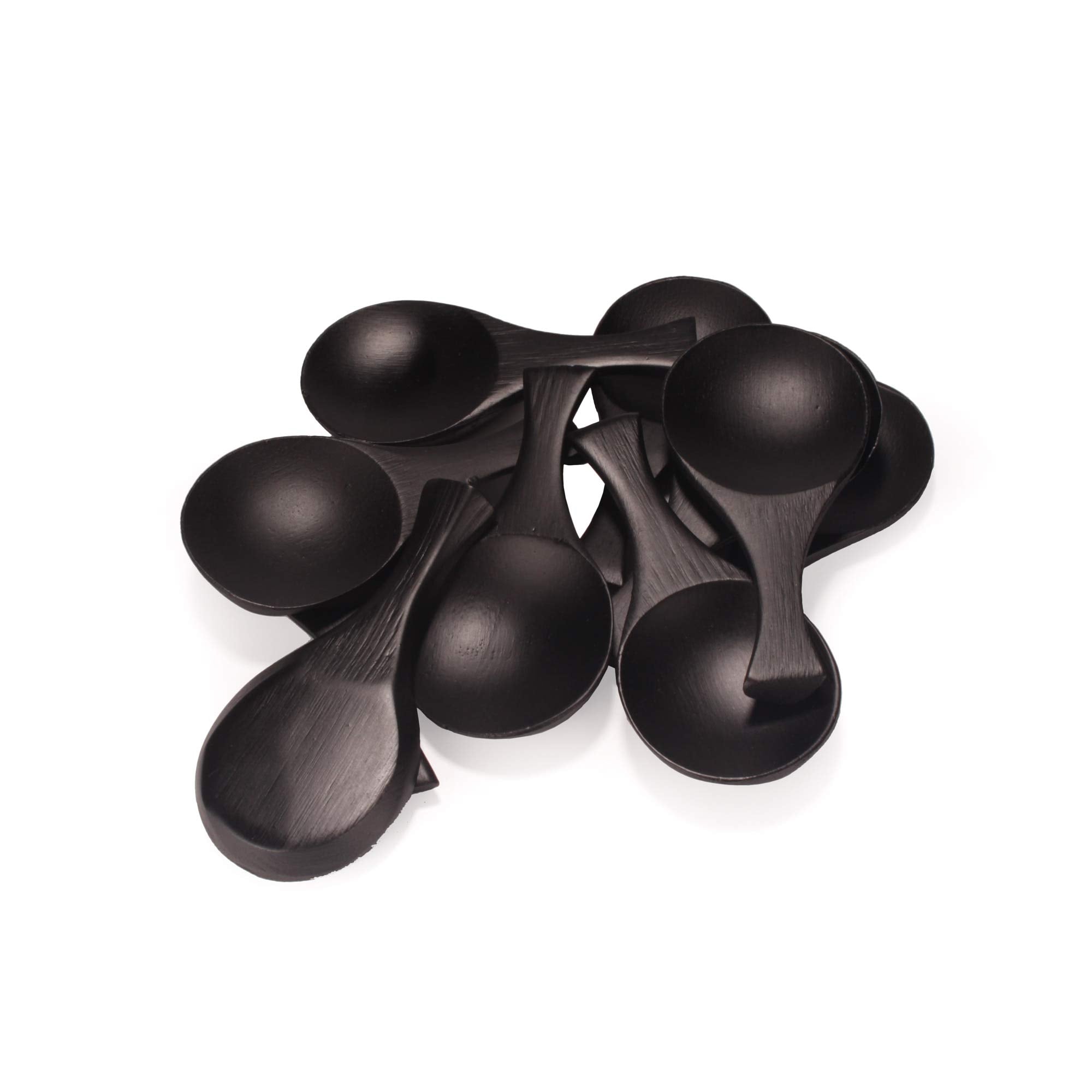 Bamboomn - 3.5'' Small Solid Bamboo Round Scoop - Black - 30Pcs