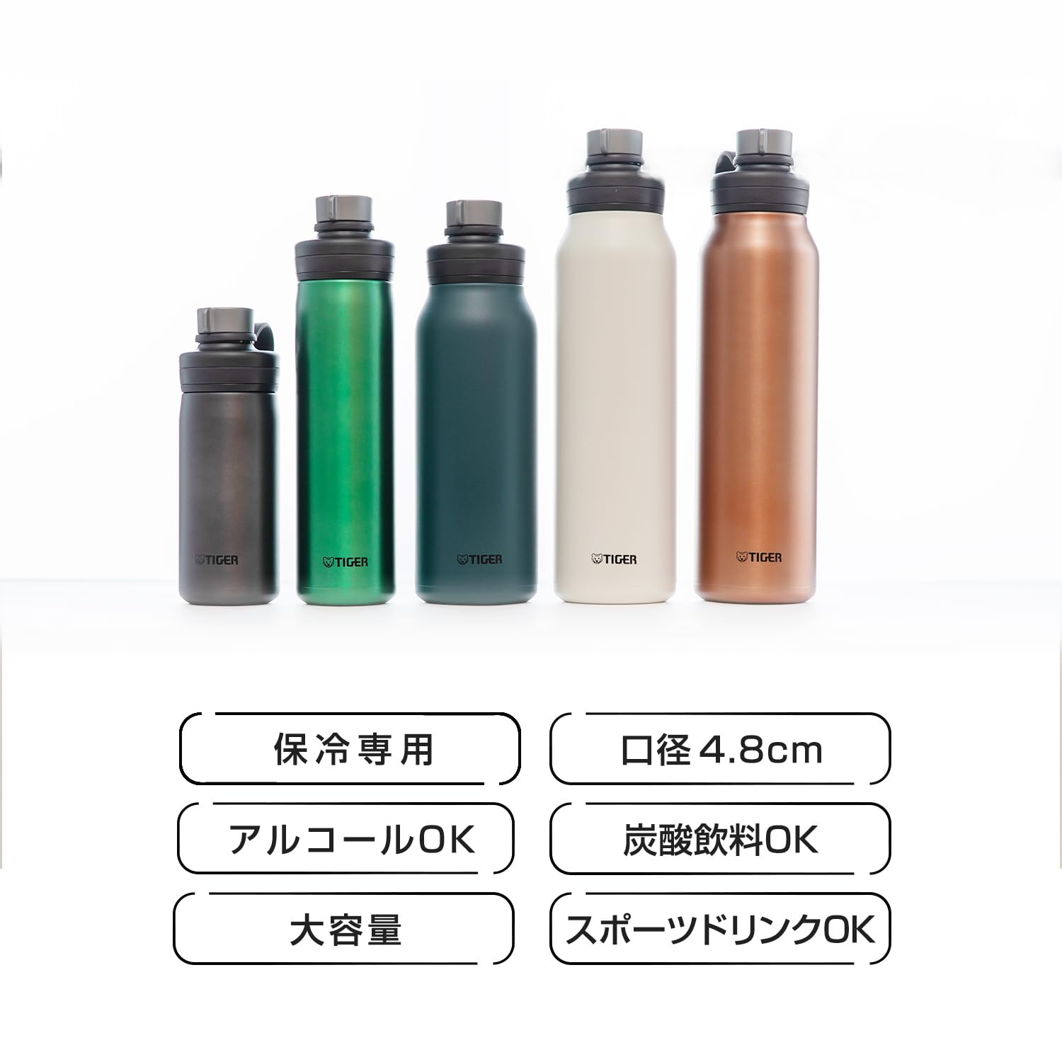 Tiger MTA-T120AL Thermos Bottle  Water Bottle  0.4 gal (1.2 L)  Vacuum Insulated Carbonated Bottle  Stainless Steel Bottle  Cold Retention  Portable  Growler  Lake Blue