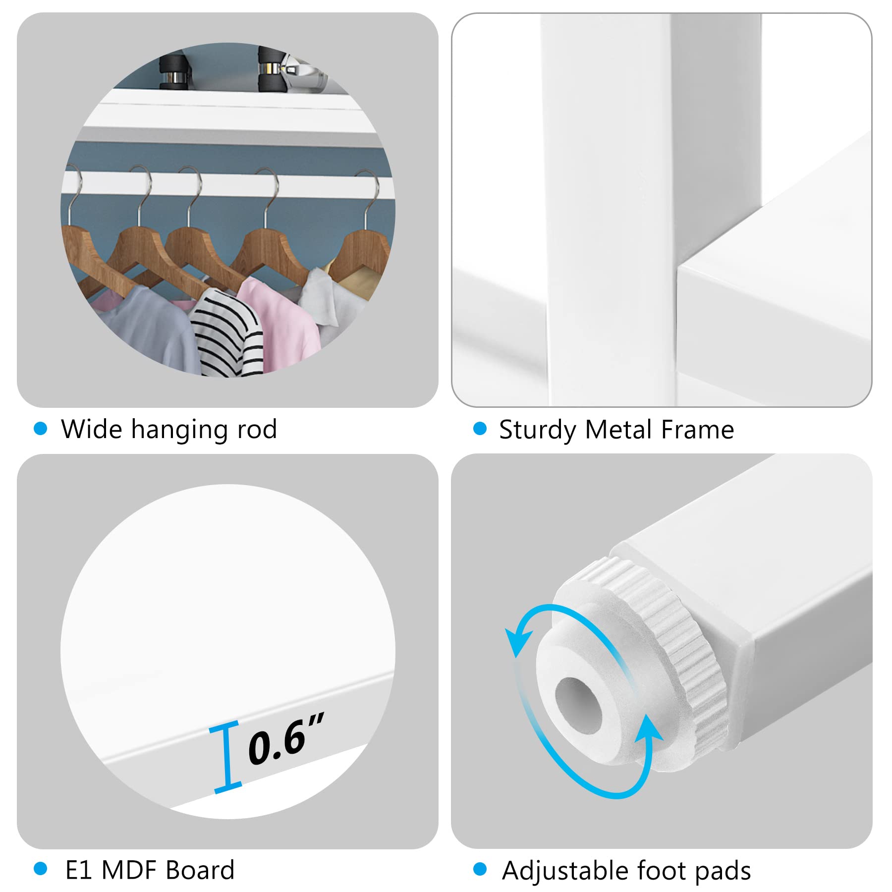 Little Tree Free-Standing Closet Organizer, Heavy Duty Clothes Closet, Portable Garment Rack With 6-Tier Shelves And Hanging Rod