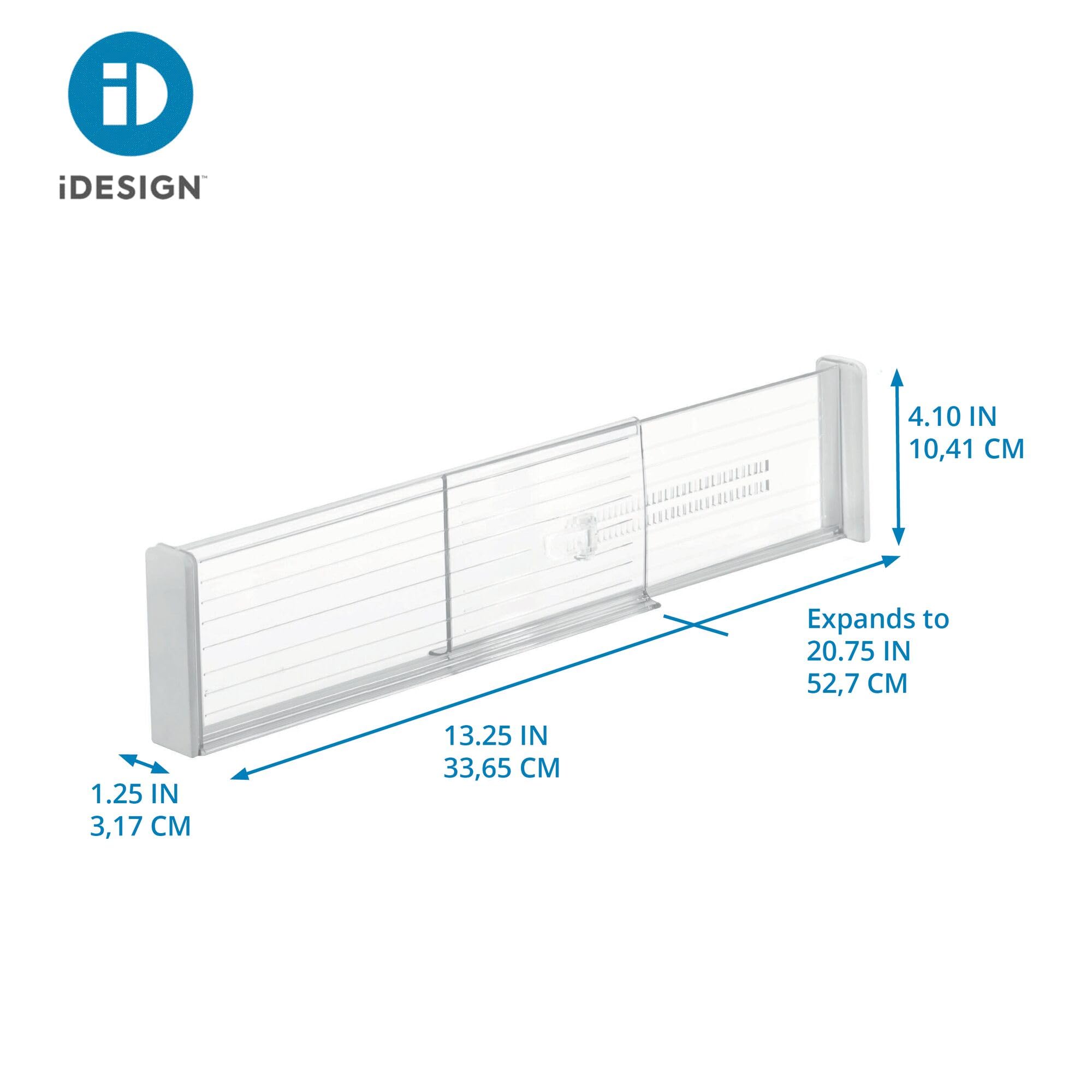 iDesign Plastic Adjustable Deep Drawer Divider  Kitchen  Dresser  Desk  Bathroom and More  The Linus Collection - Set of 4  Expandable 13.25? - 20.75?  Clear