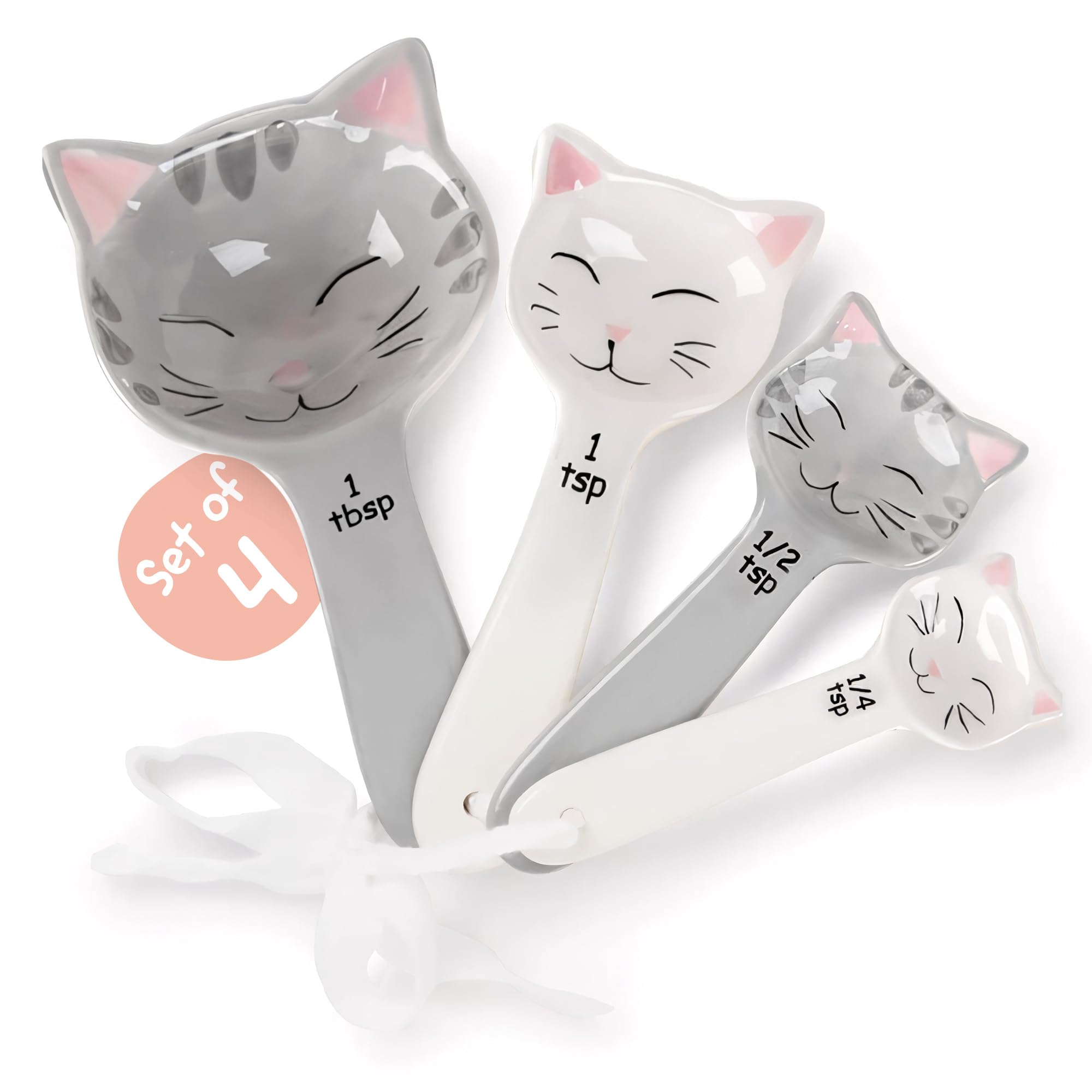 Cat Shaped Ceramic Measuring Spoons  Gift for Any Cat Lover  Cat Ceramic Measuring Spoons Baking Tool  Creative Functional Ki