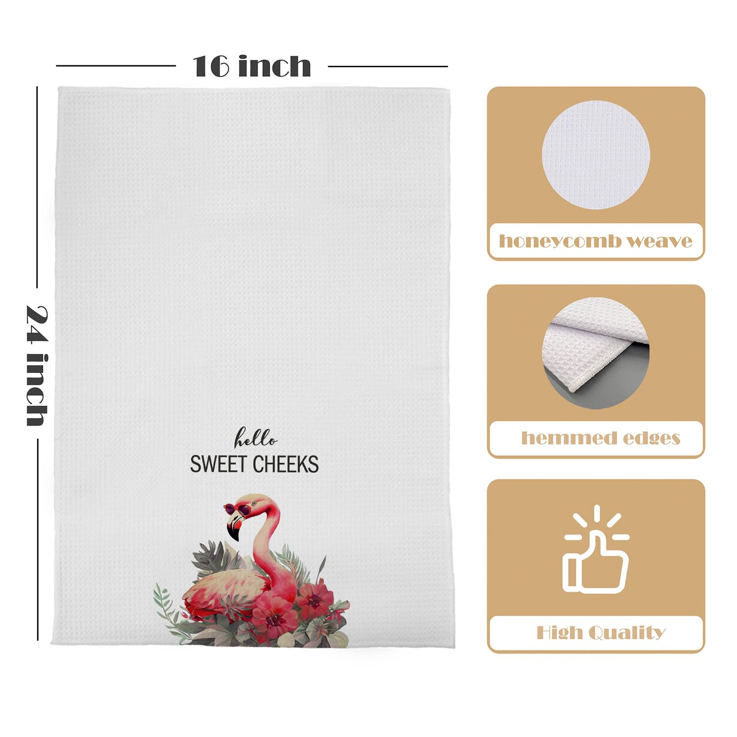 GCFET Flamingo Bathroom Decor Towels - Hello Sweet Cheeks Hand Towels, Pink Flamingo Gifts for Women Girls, 16x24 Inch