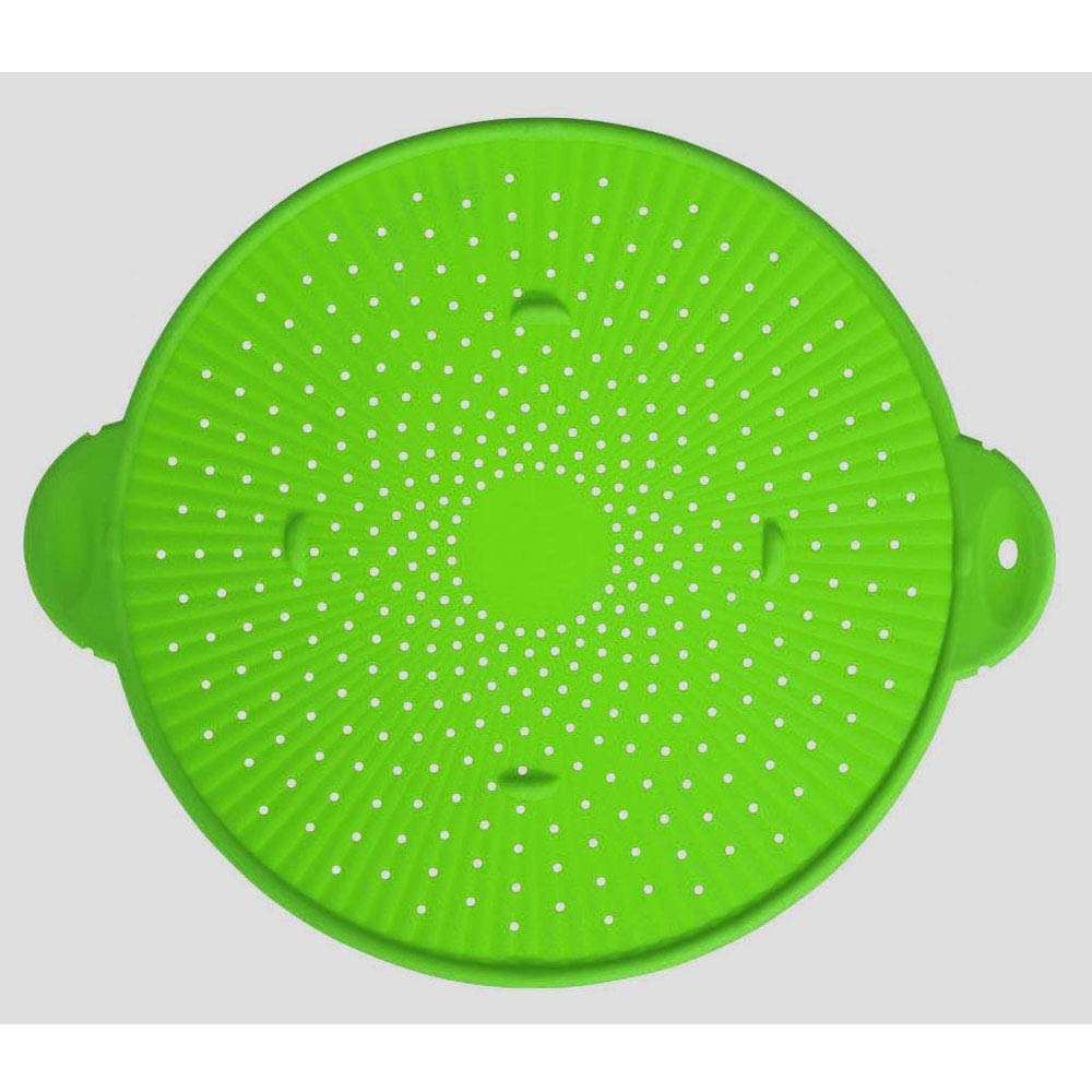 Multifunctional 3 In 1 Silicone Splatter Screen, Splatter Guard, Strainer, Trivet, 11 Inch, Green