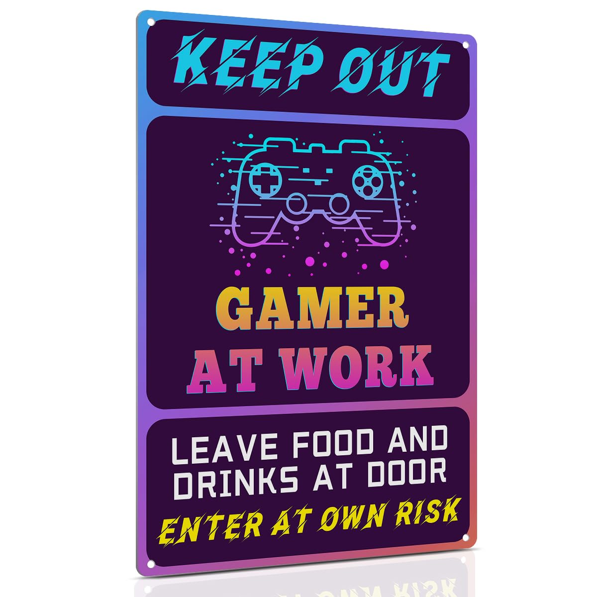 ALKB Keep Out Signs for Gaming Room Wall Door Decor - 8x12 Inch Futuristic Metal Sign Gift for Boy, Girl, Boyfriend