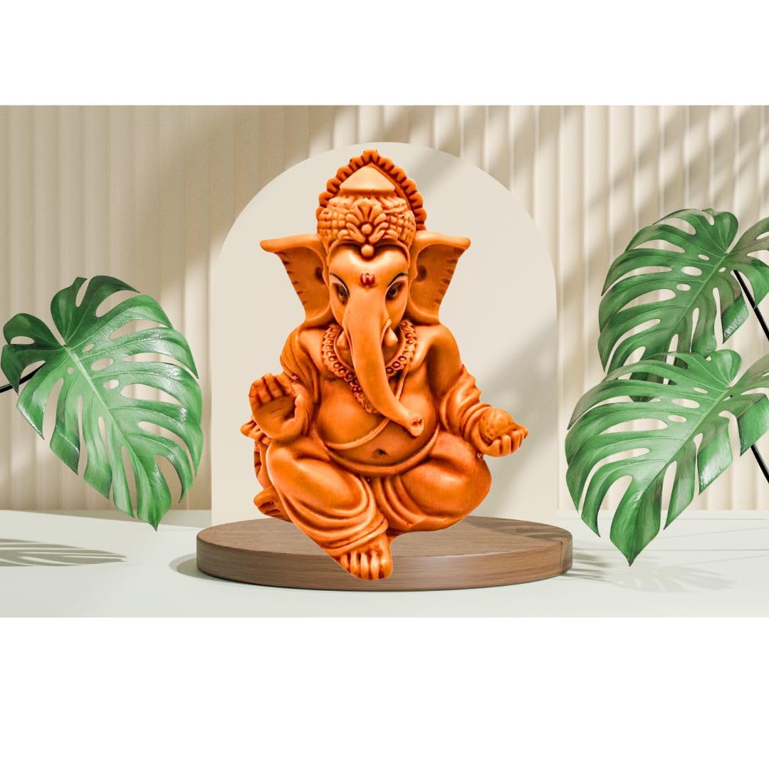Alaukik Car Dashboard Ganesh Statue, Hindu Religious Home Decor Statue, Ganapati Idol For Office Desk, Diwali Gifts Polyresin Fi