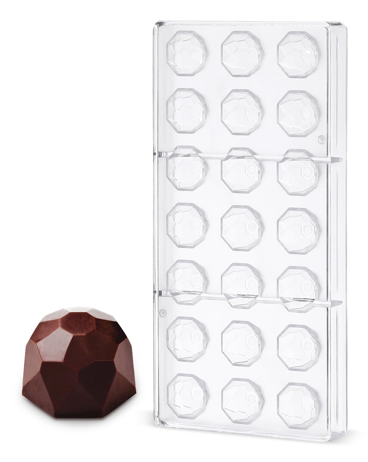 21 Grids Polycarbonate Chocolate Molds, Diamond Shape Truffle Mold Clear Candy Tray for Chocolate, Sweets, Jelly, Bonbons, Mouss