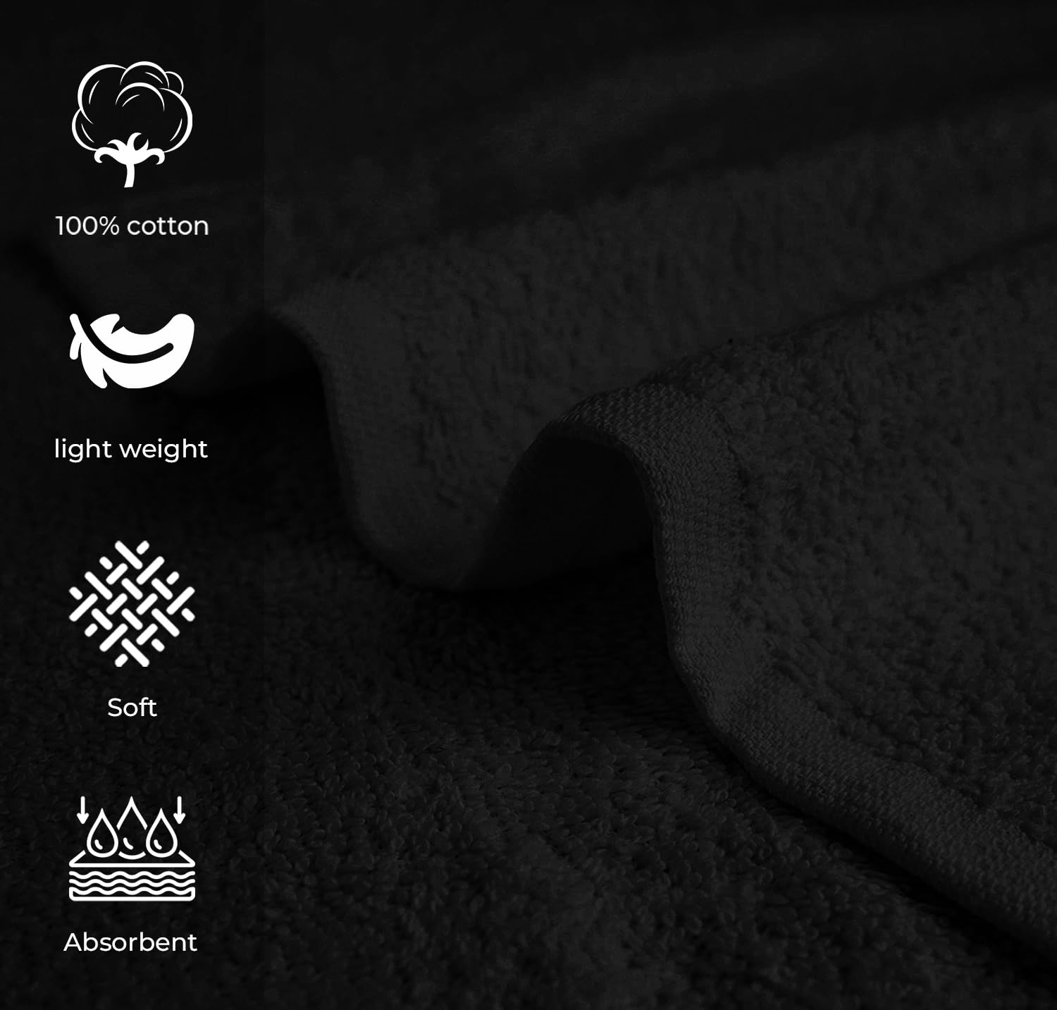 Avalon Salon Towels - 24 Pack Black Hand Towels 100% Cotton Spa Towels - 16x27 inches Highly Absorbable Facial Towels Gym Towels