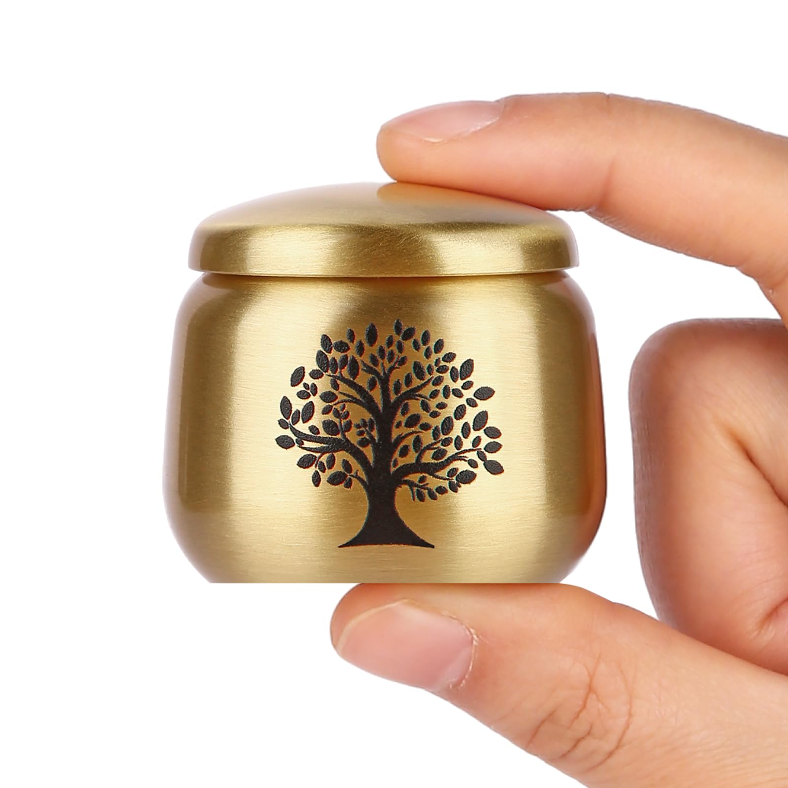 HOOMTREE Small Urns for Human Ashes, Brass with Tree of Life Pattern, Mini Urns for Ashes, Holds Up to 2.5 Cubic Inches