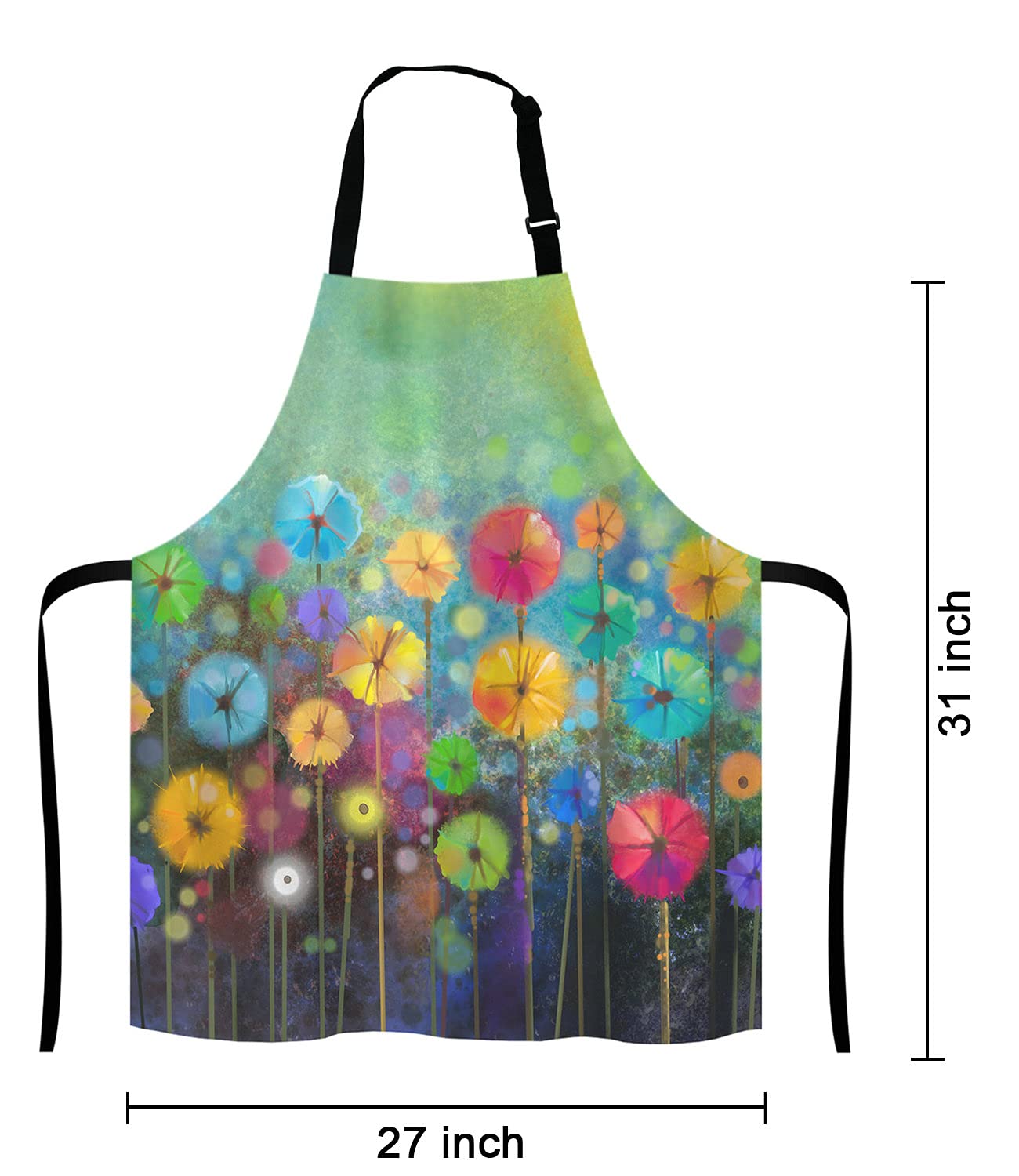 Lefolen Colorful Spring Petal Flowers Bib Apron With Adjustable Neck For Men Women,Suitable For Home Kitchen Cooking Waitress Ch