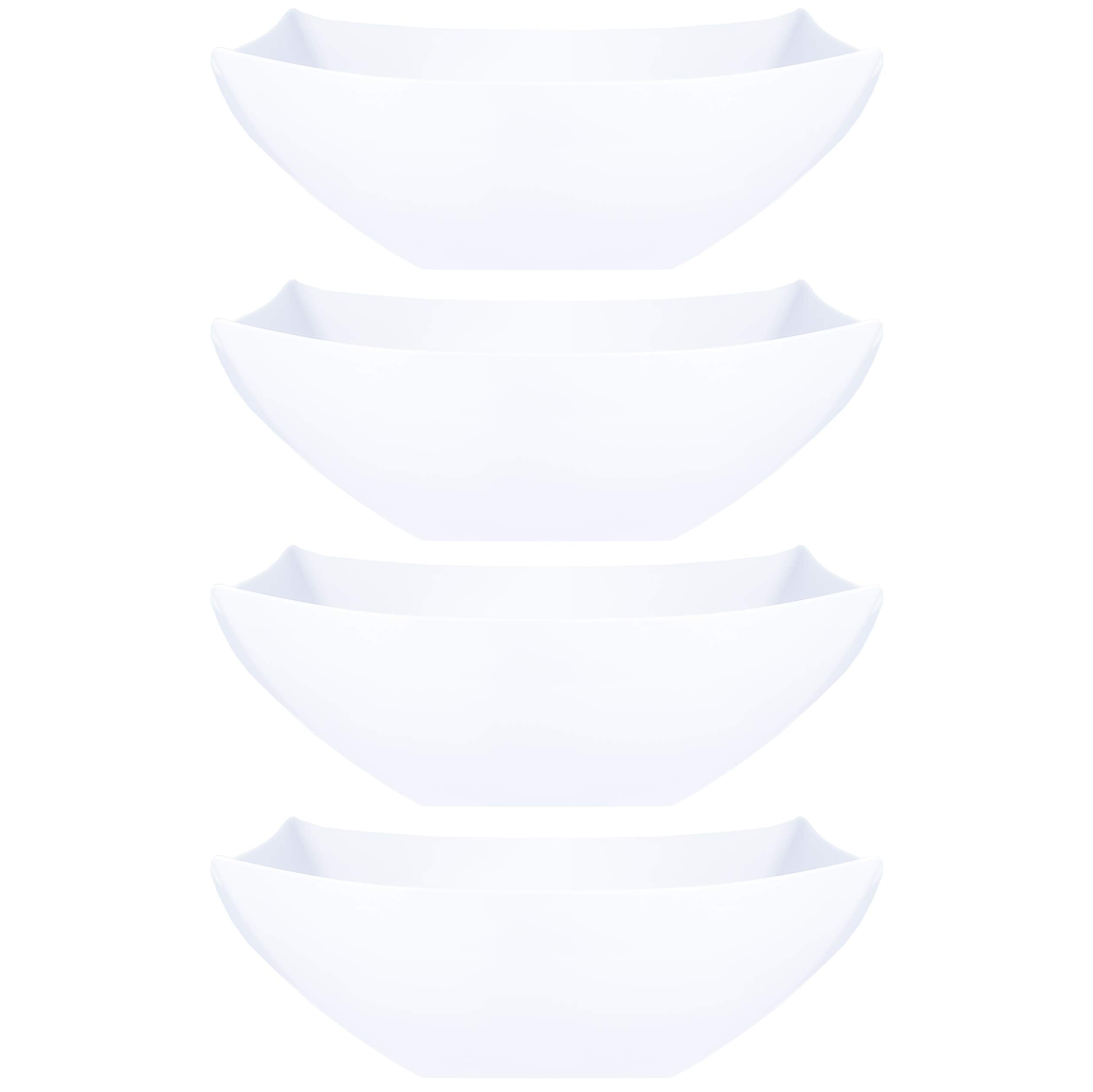 Plasticpro Disposable Square Serving Bowls, Party Snack Or Salad Bowl, Plastic Clear Or White Pack Of 4 (16 Ounce, White)