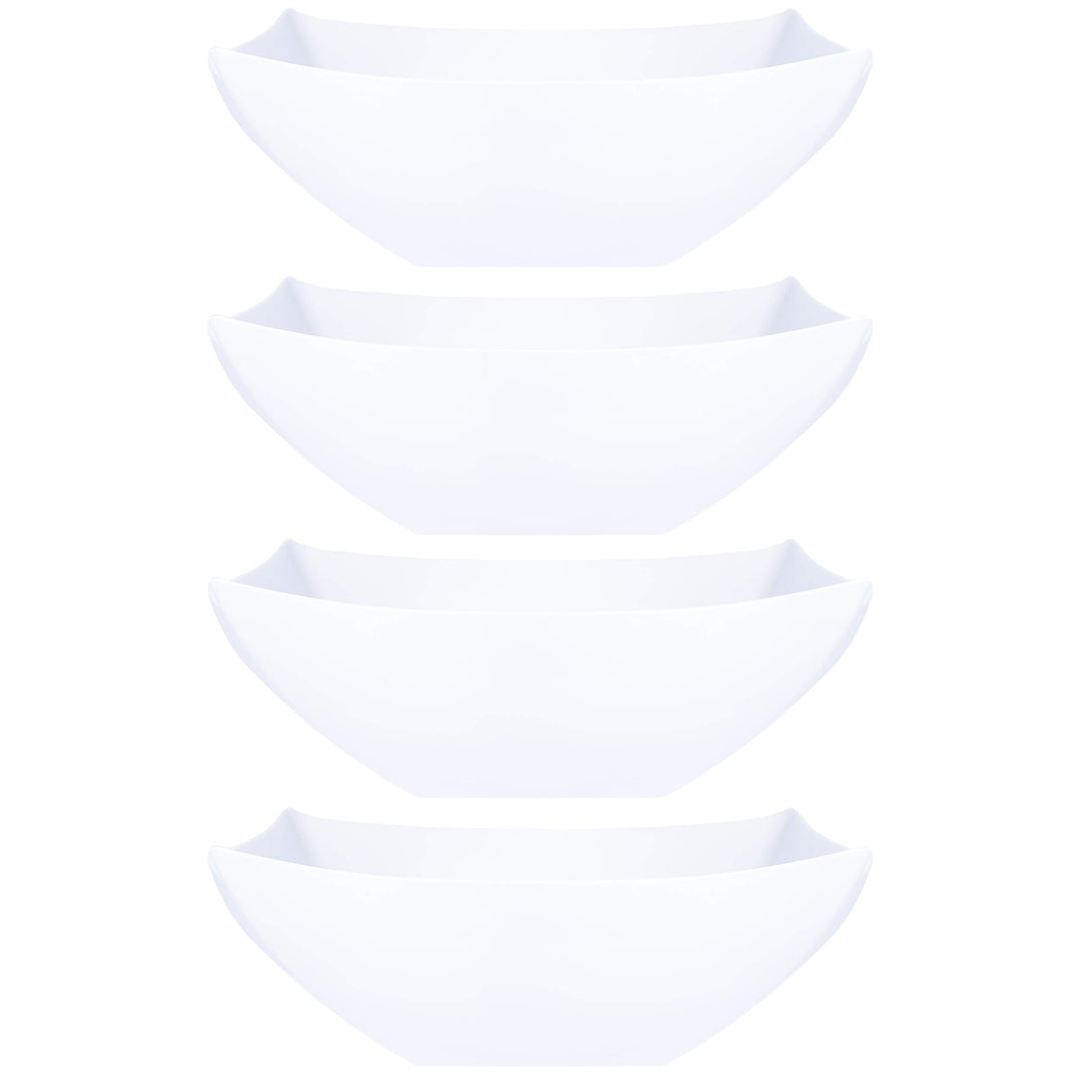 Plasticpro Disposable Square Serving Bowls, Party Snack Or Salad Bowl, Plastic Clear Or White Pack Of 4 (16 Ounce, White)
