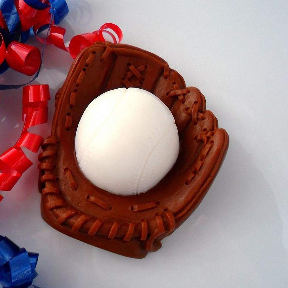 2Pcs/Set Baseball Fondant Mold For Cake Cupcake Decorating, Baseball Softball Glove Silicone Chocolate Candy Sugar Paste Mold, S