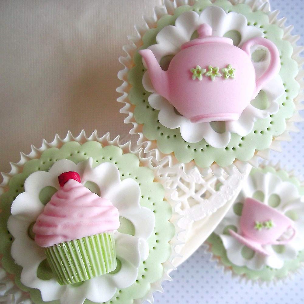 Teapot Cup Cupcake Shape Afternoon Tea Silicone Mold Sugar Chocolate Candy Fondant Cake Cupcake Toppers Decoration Tool Polymer
