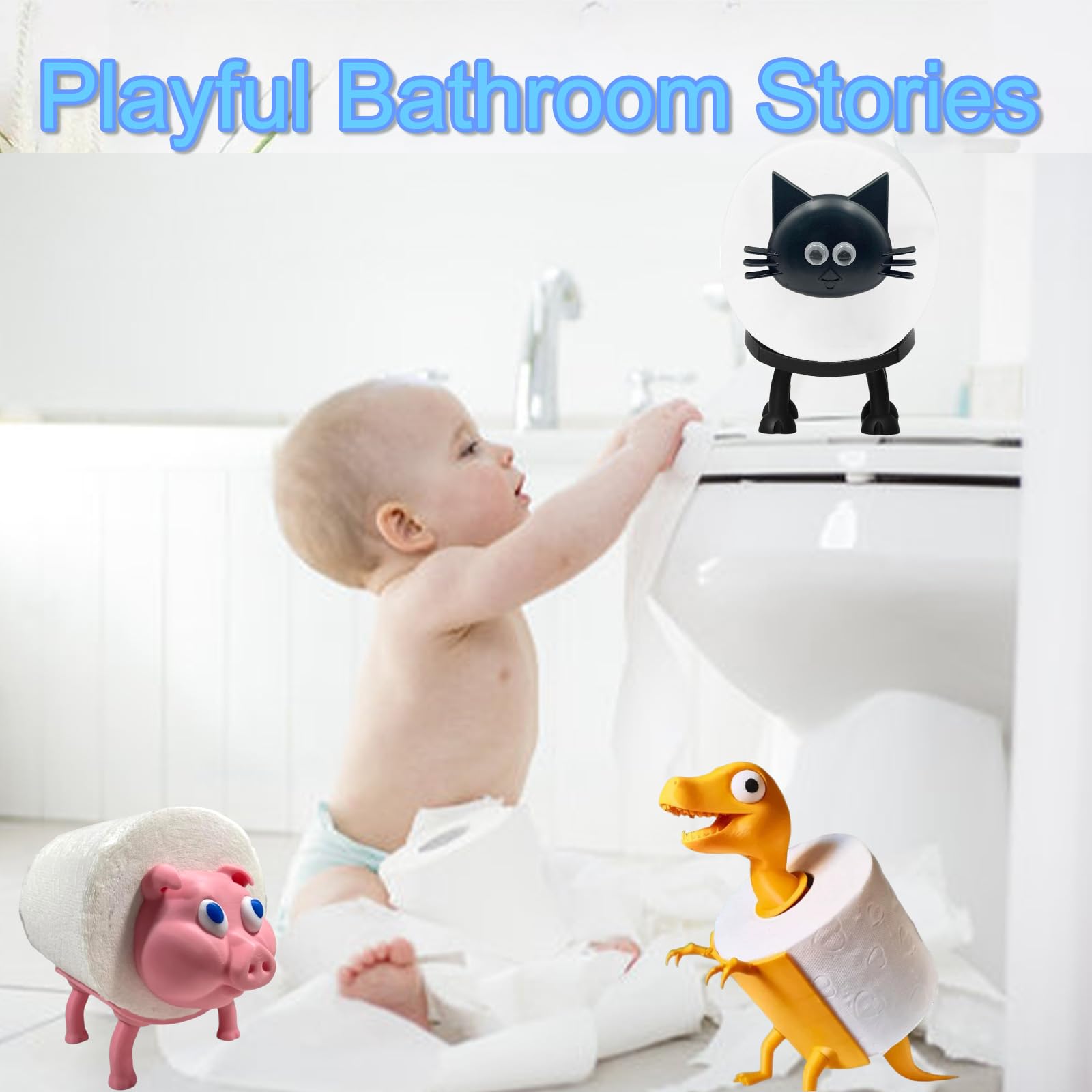 Cat Toilet Paper Holder, Black Self Standing Bathroom Set, Funny Bathroom Office Decor, Perfect Bathroom Accessories Paper Towel