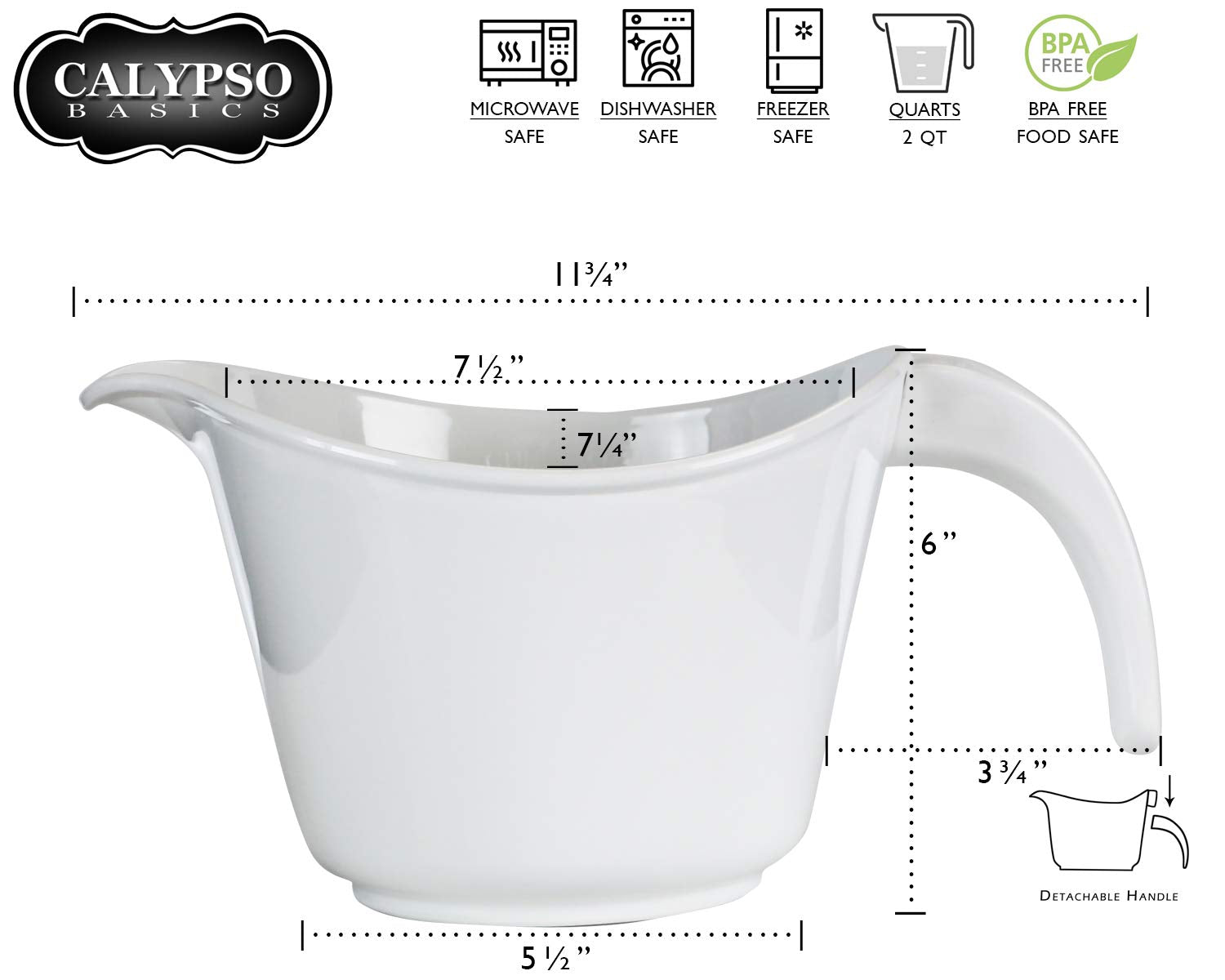 Reston Lloyd Non-Slip Base Erogonomic Space Saving Detachable Handle  2 QT Heavy Duty BPA-Free Microwave & Dishwasher  Black
